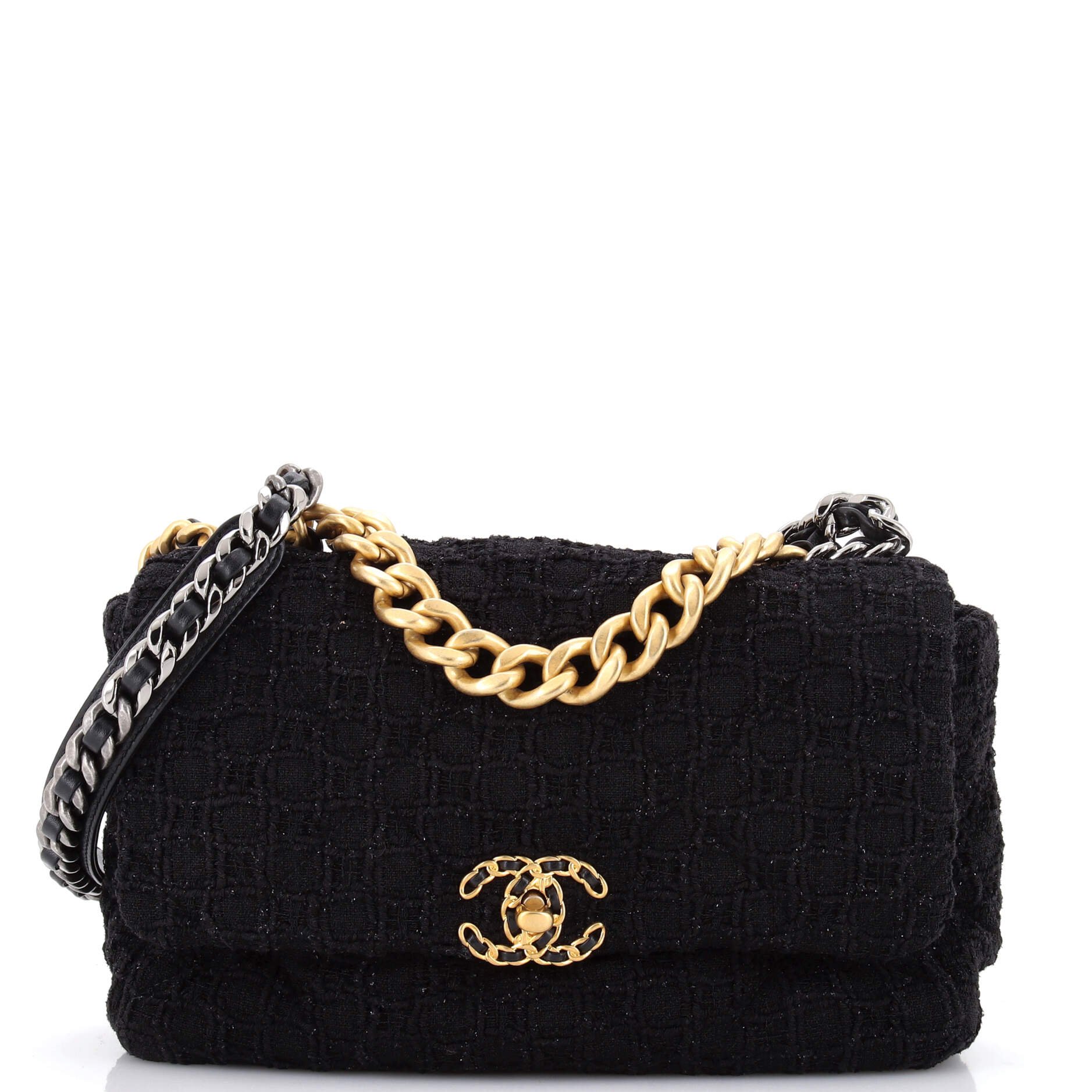 19 Flap Bag Quilted Tweed Large