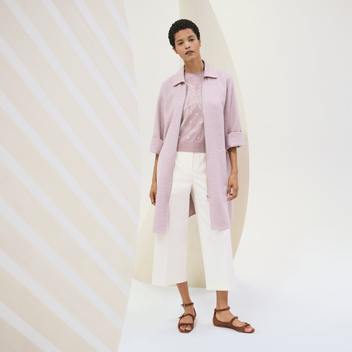 Rose Pâle Wool Zipped Coat