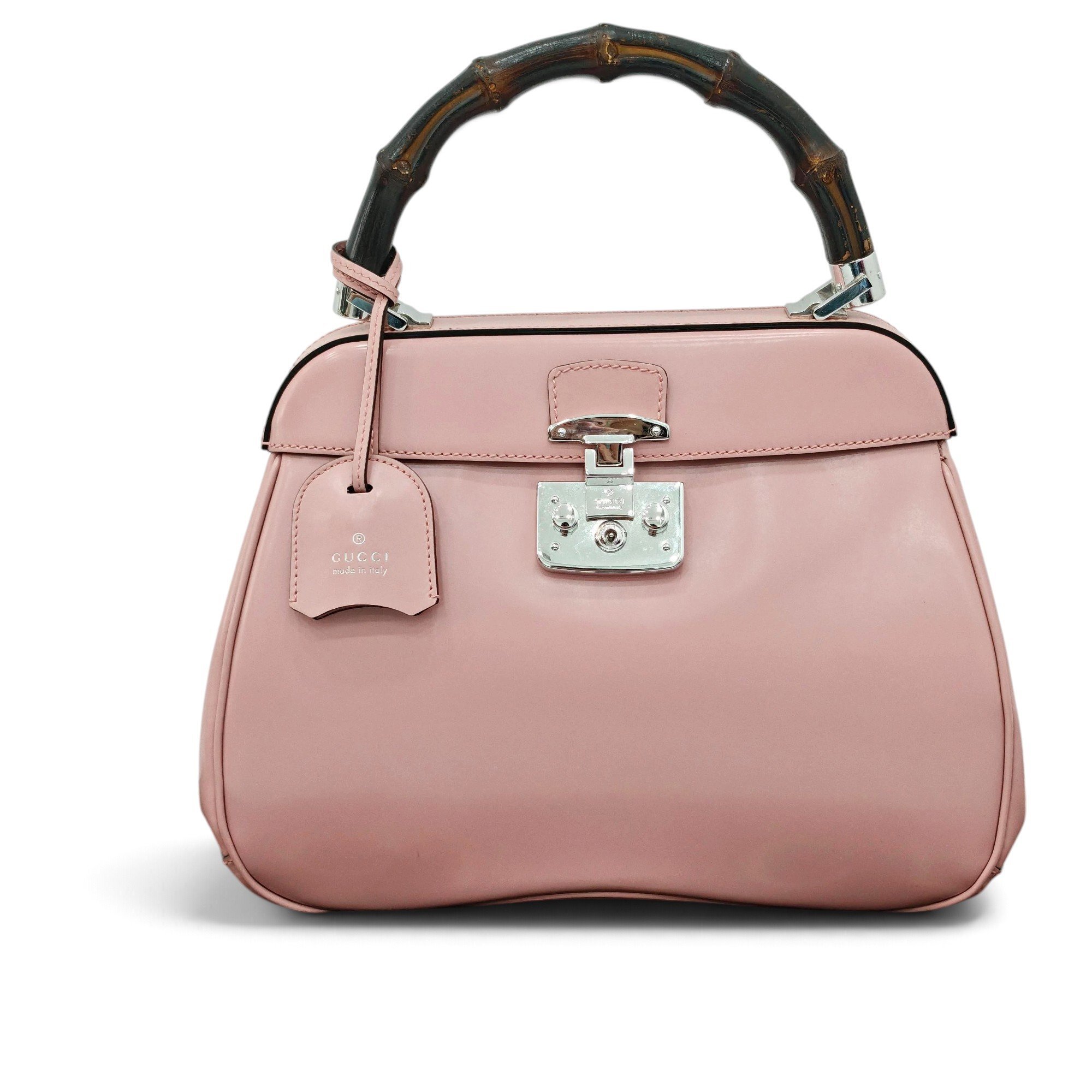 Padlock patent leather handbag