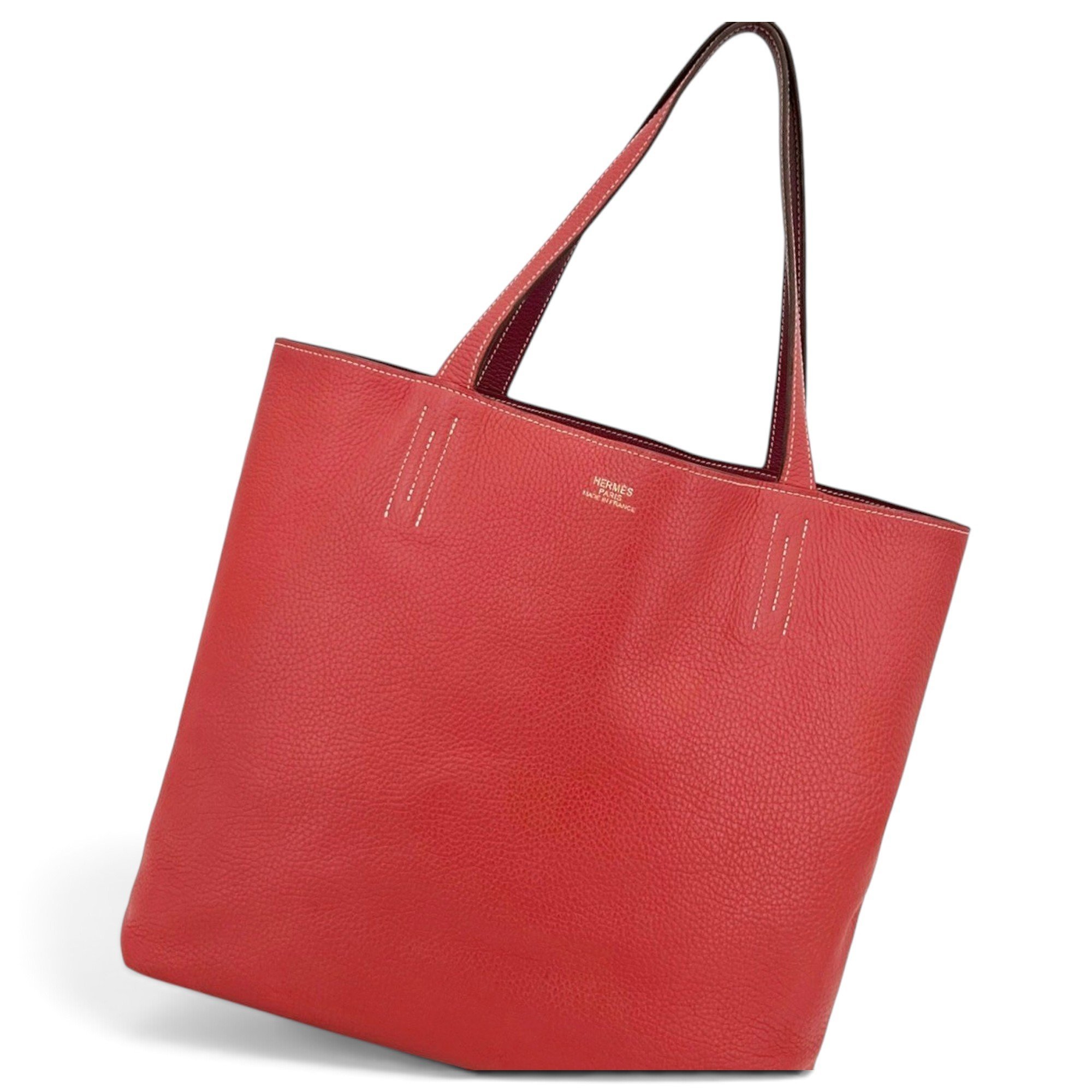 Double sens leather handbag