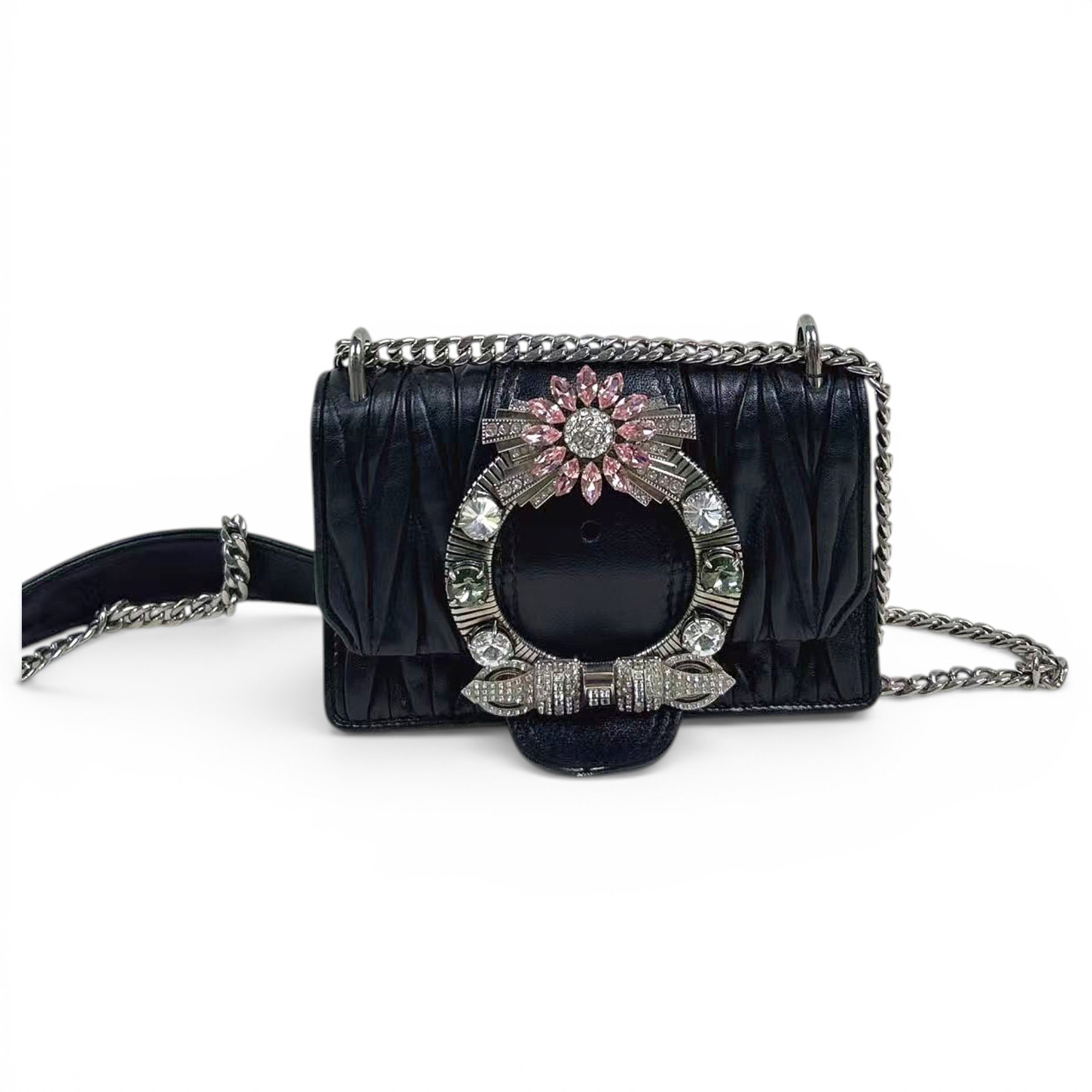Miu Lady leather crossbody bag