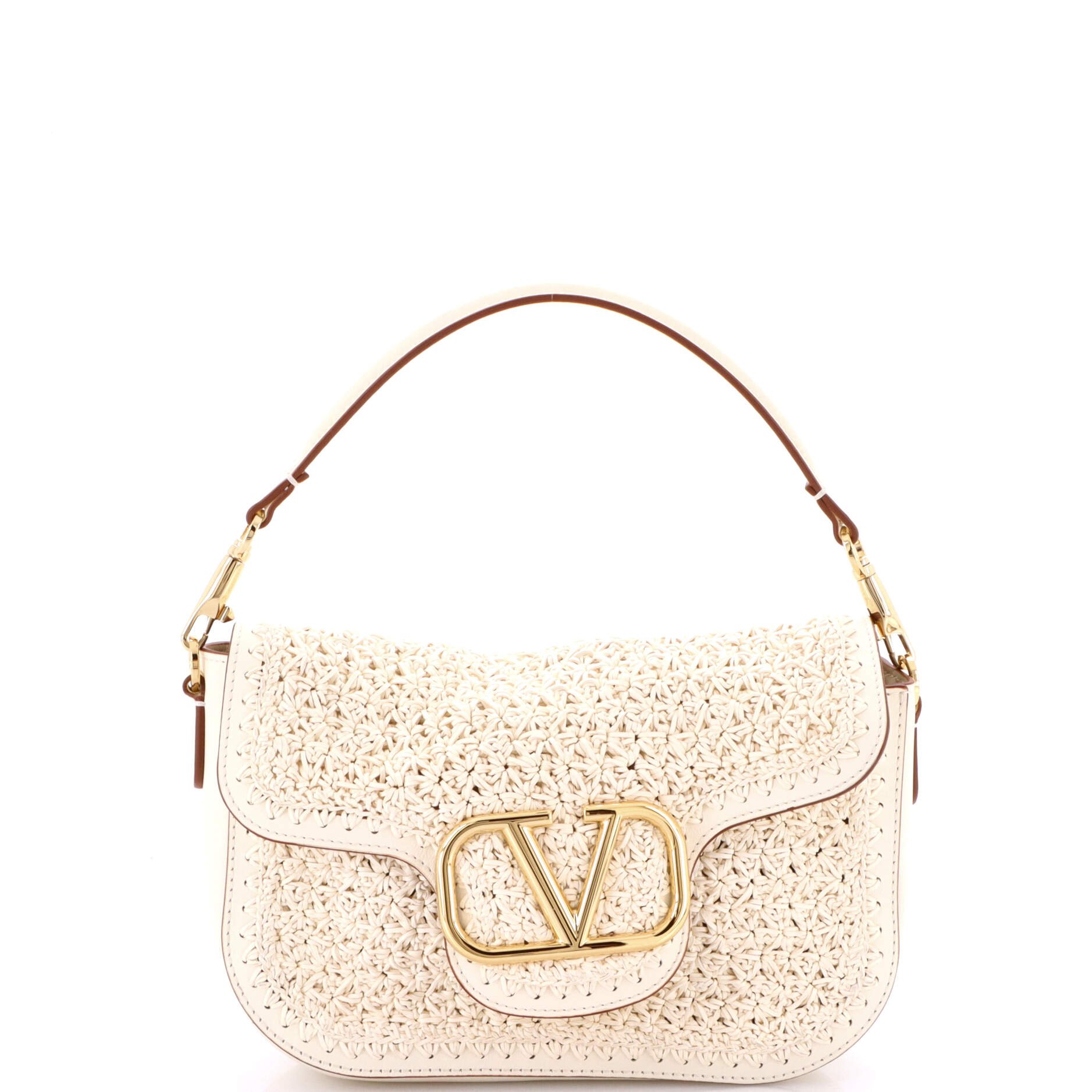 Valentino Garavani VLogo All Time Flap Shoulder Crochet Leather