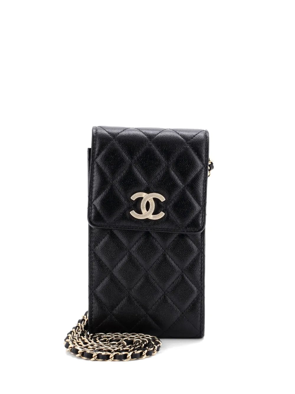 Textured CC Flap Phone Holder with AirPods Pro Case Quilted Caviar crossbody bag