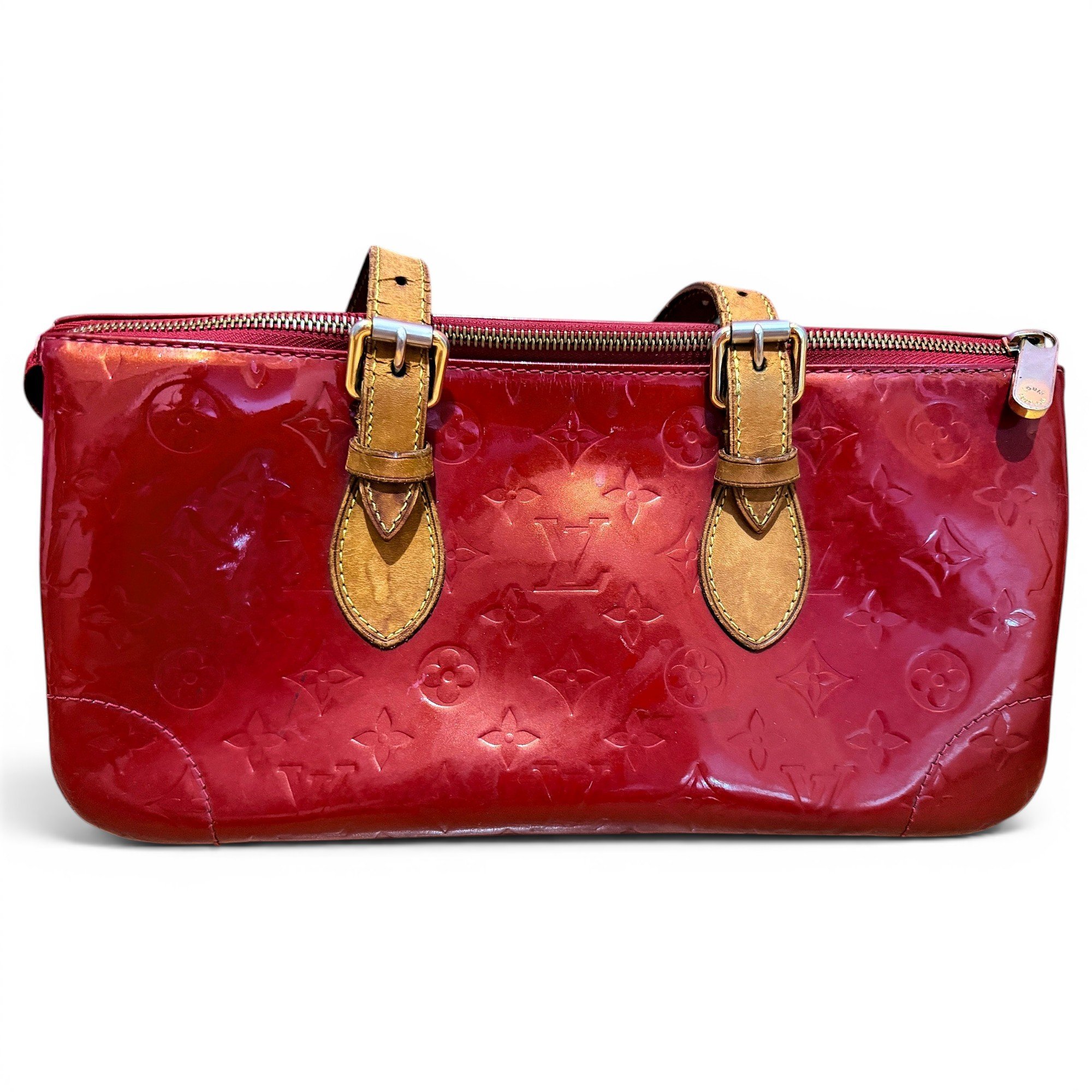 Rosewood patent leather handbag