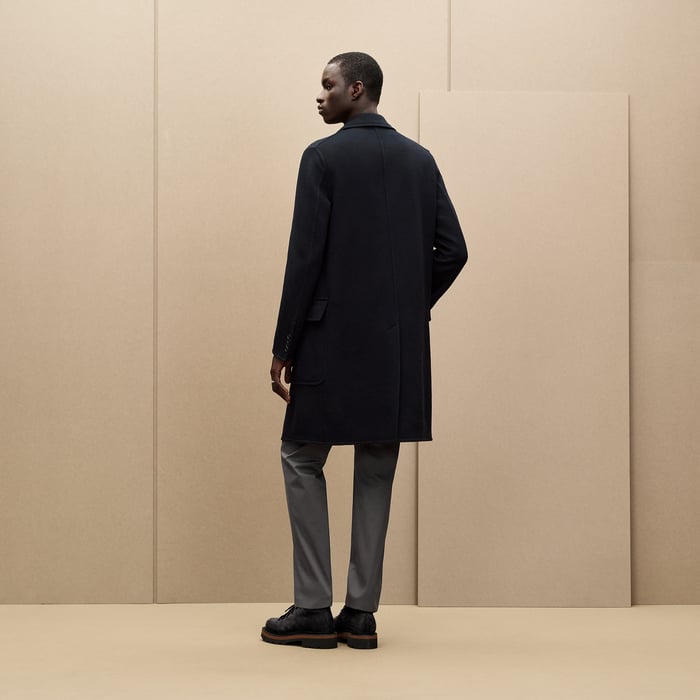 Marine Emile Cashmere Coat With Leather Details