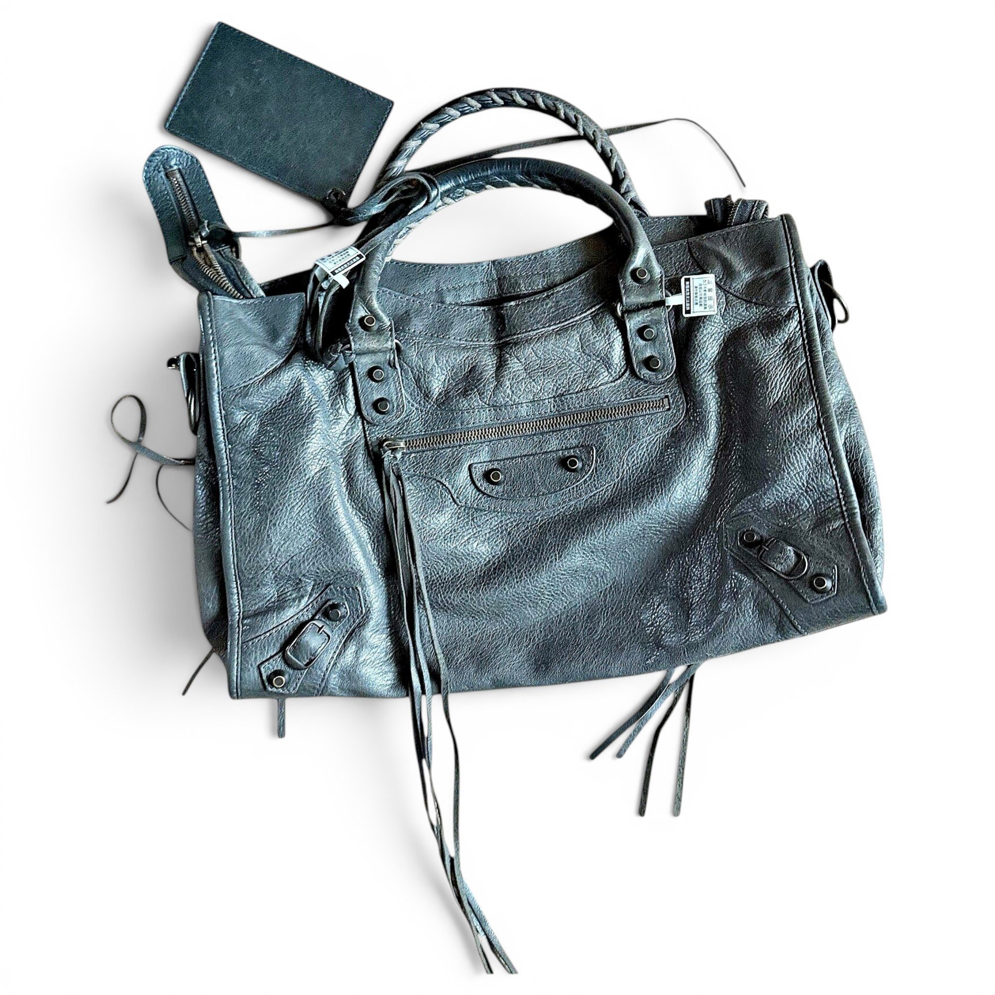 City leather satchel