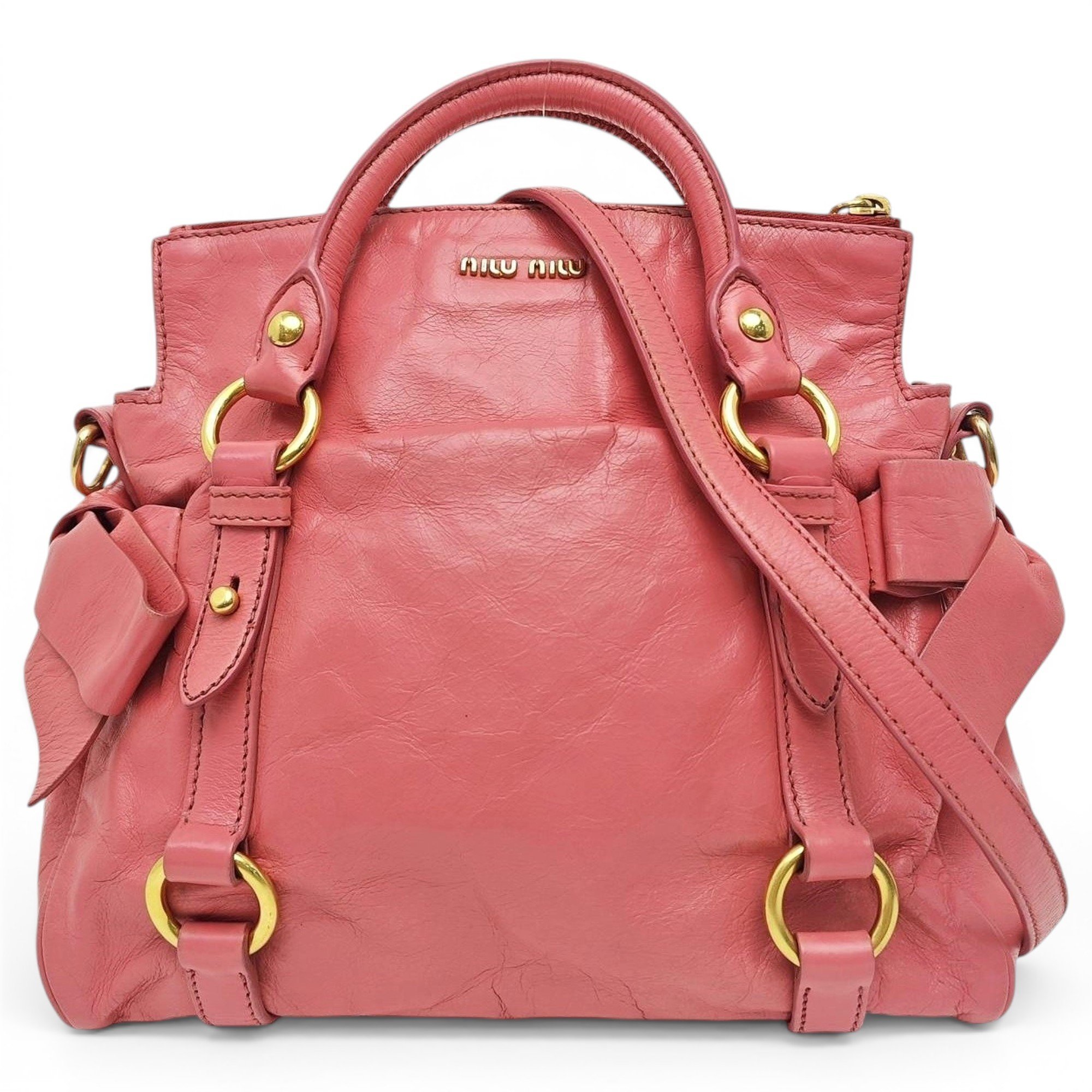 Bow bag leather handbag