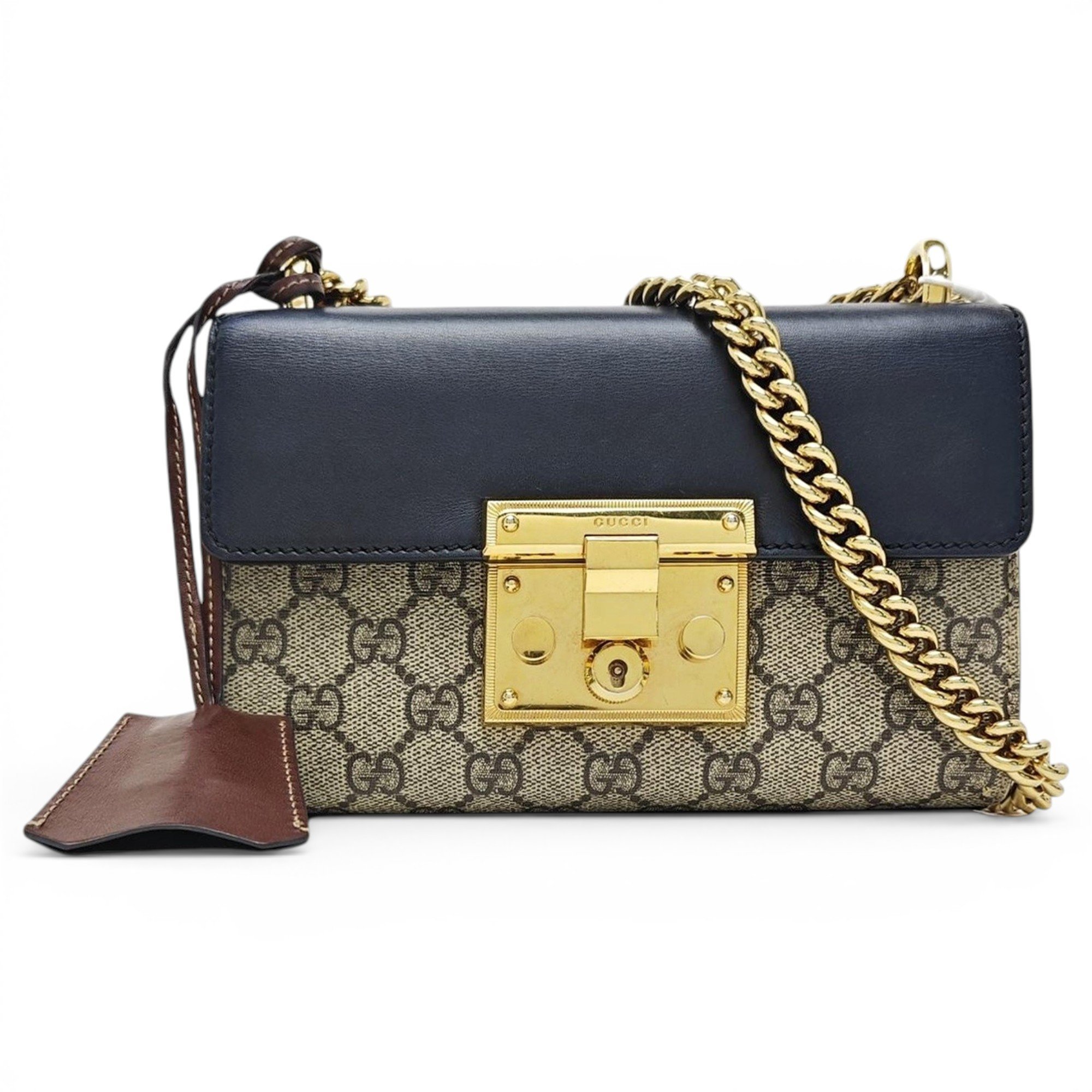 Padlock leather handbag