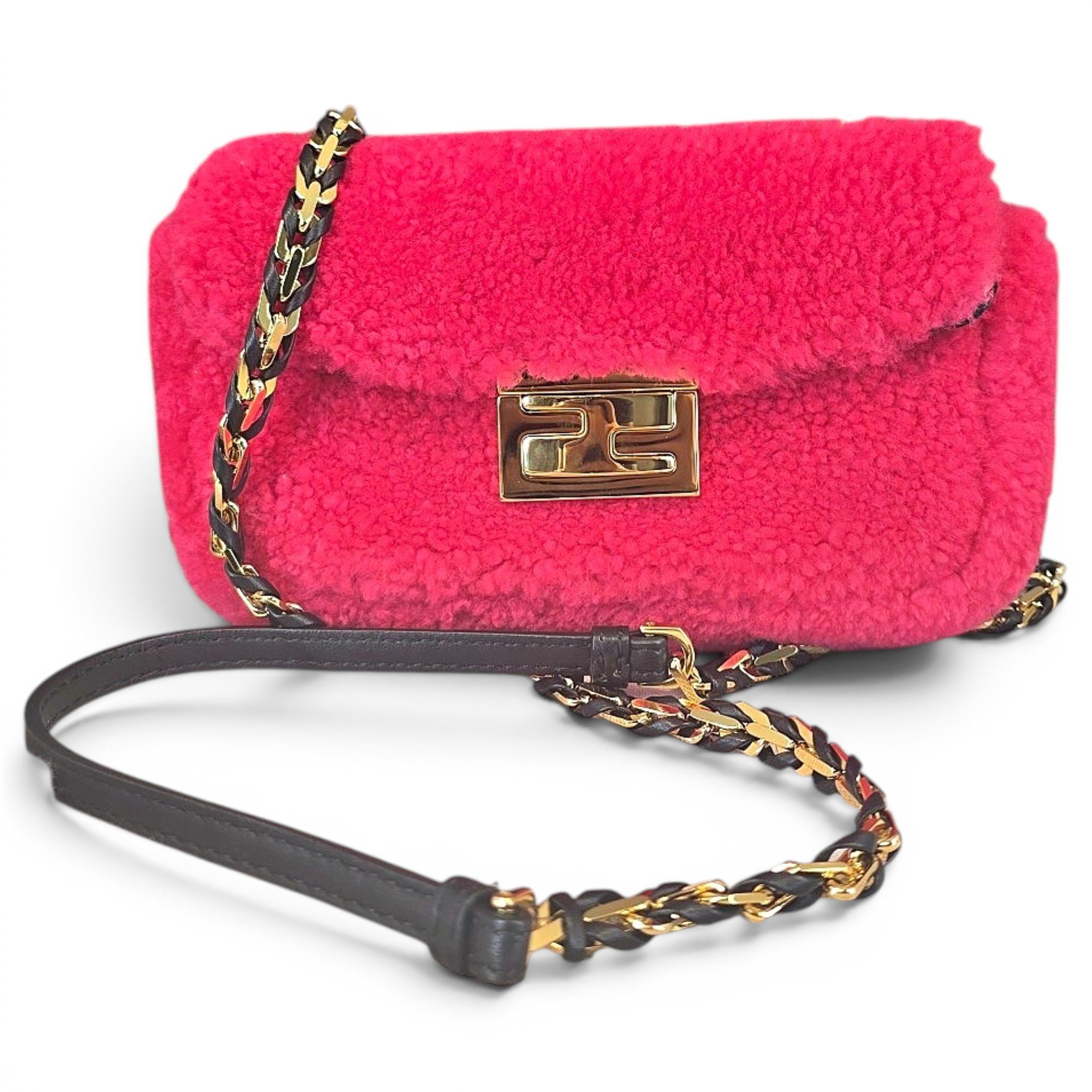 Baguette faux fur handbag