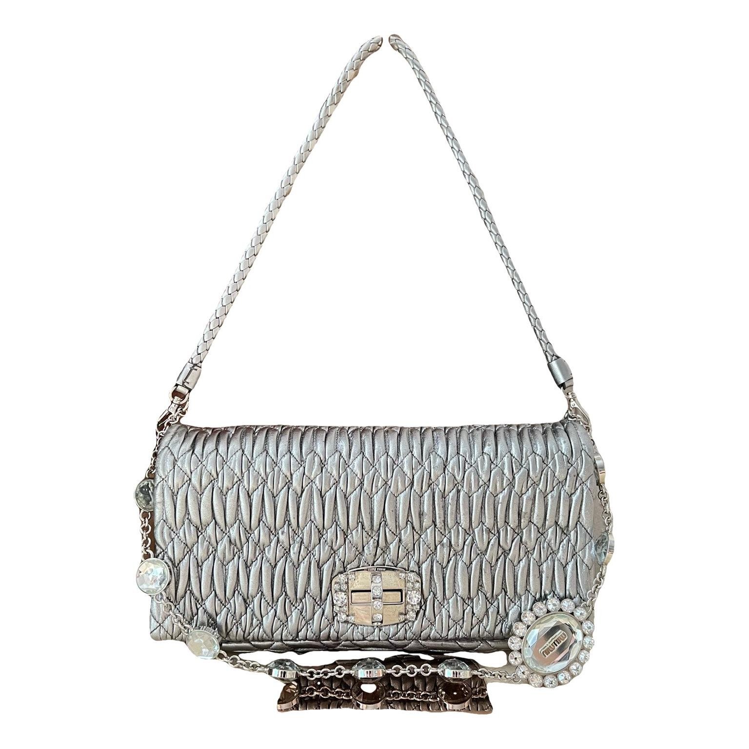 Miu Crystal leather handbag