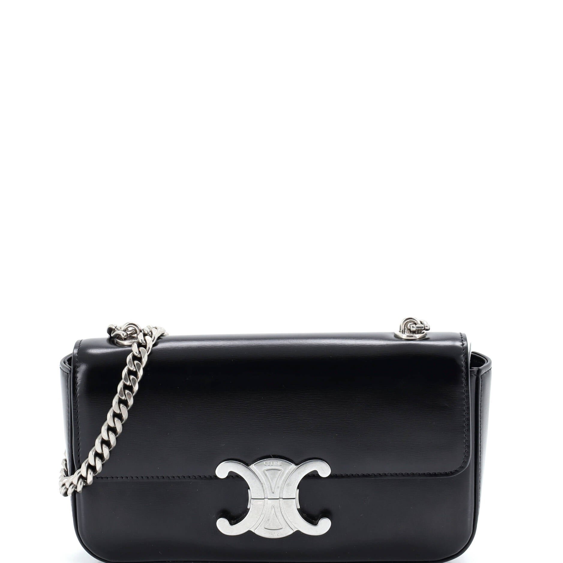 Celine Triomphe Chain Shoulder Bag Leather Small