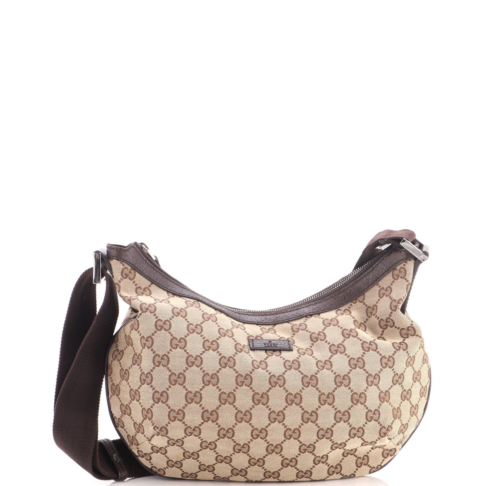 Saddle Zip Messenger Bag GG Canvas with Leather Medium