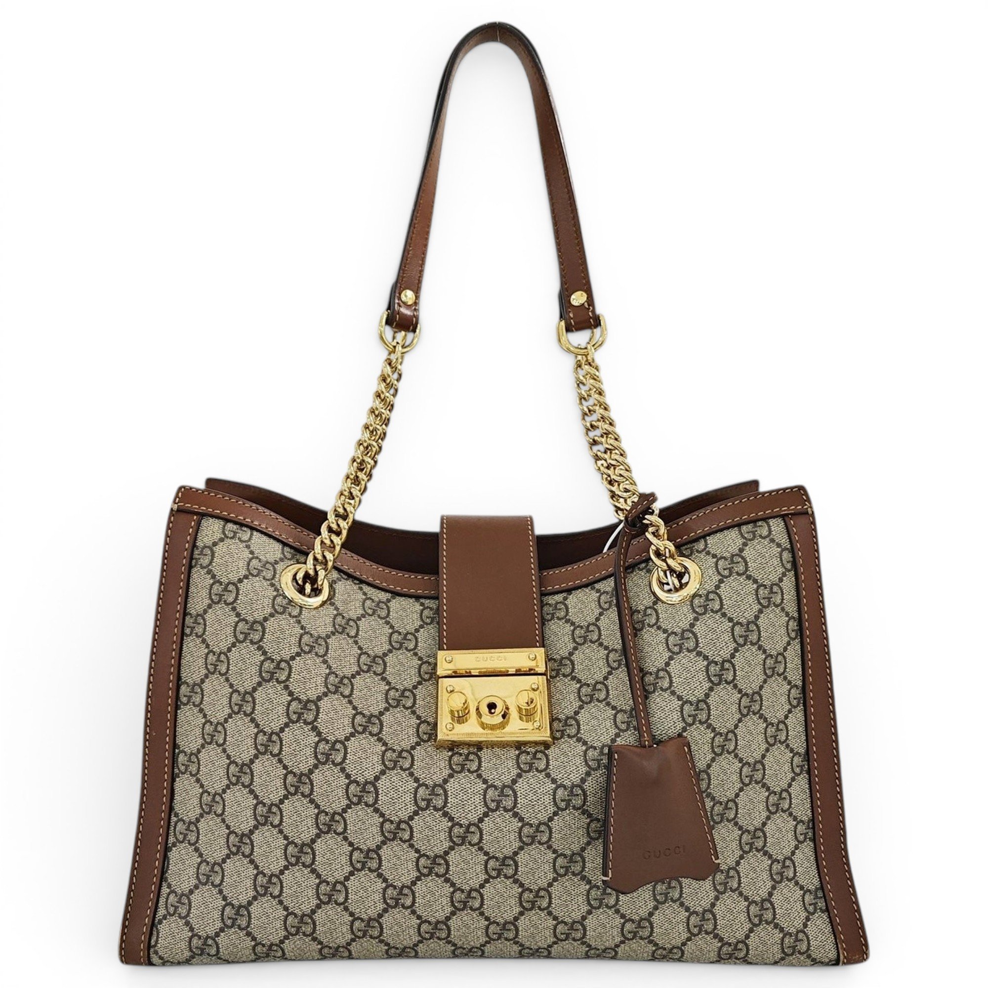 Padlock leather handbag