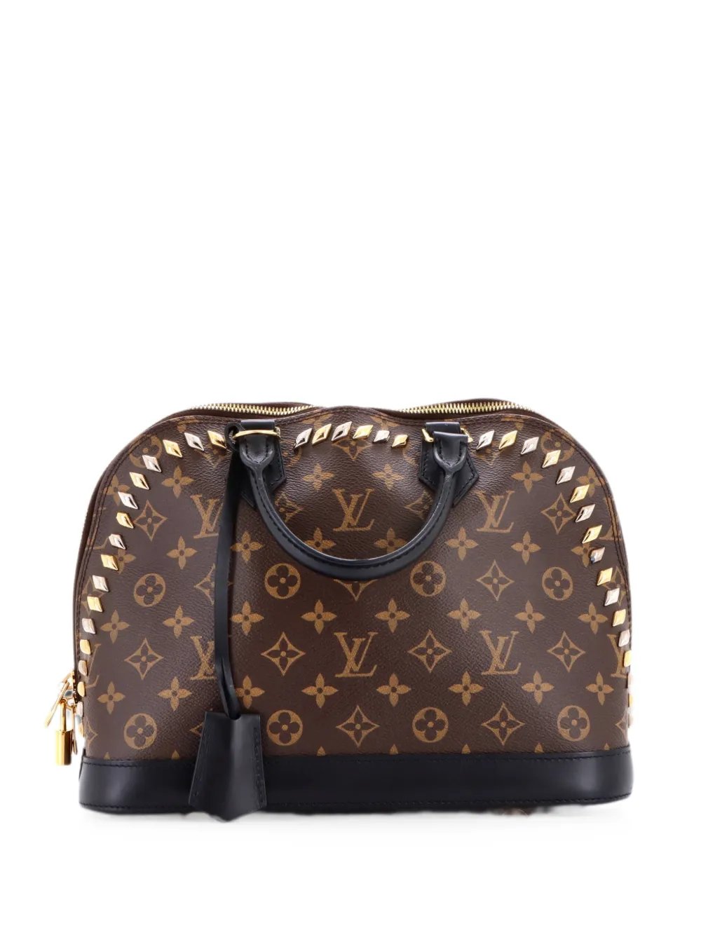 Metal Stones Alma Handbag Studded Monogram Canvas PM satchel