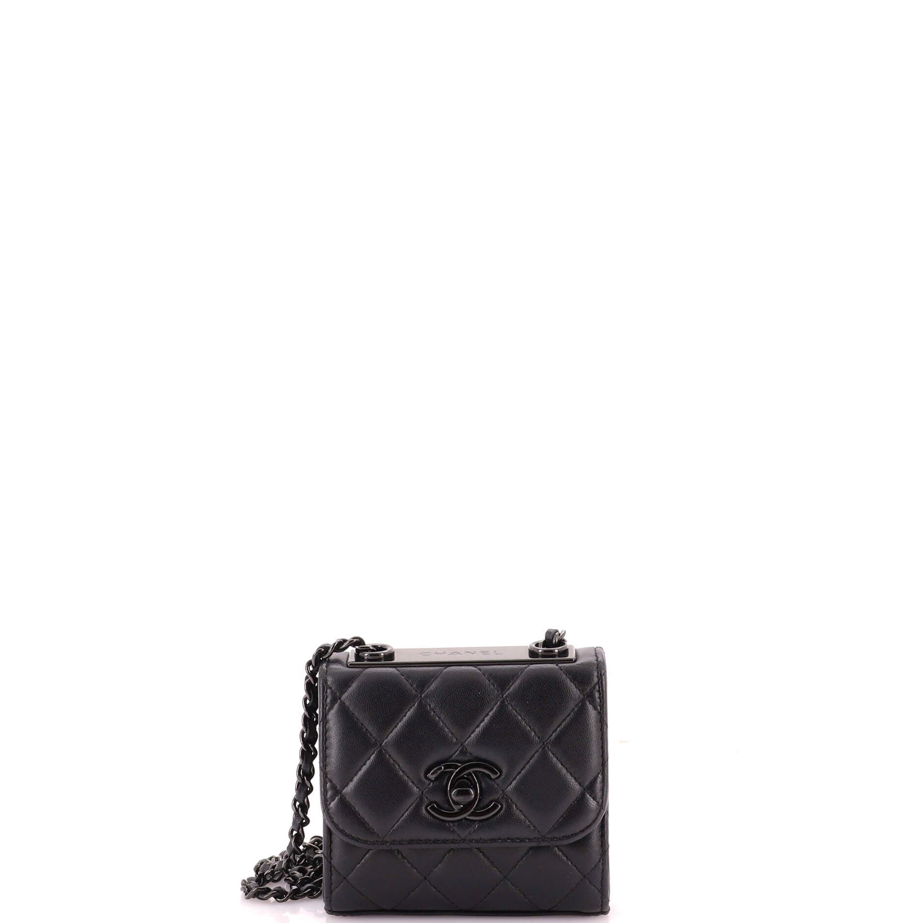 So Black Trendy CC Clutch with Chain Quilted Lambskin Small