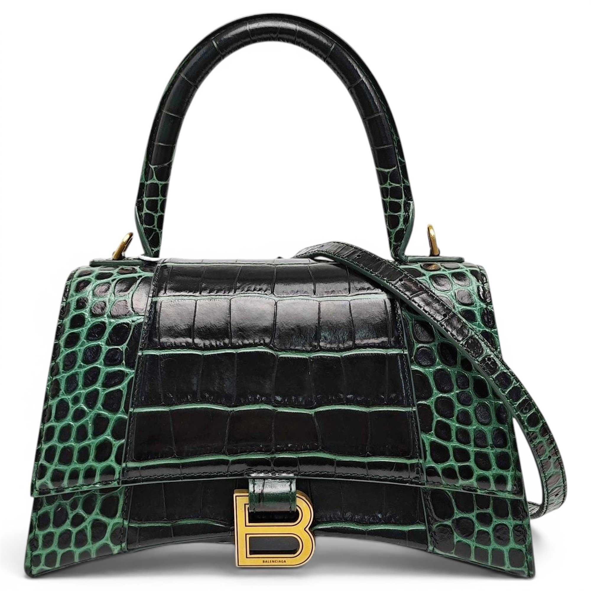 Hourglass leather handbag