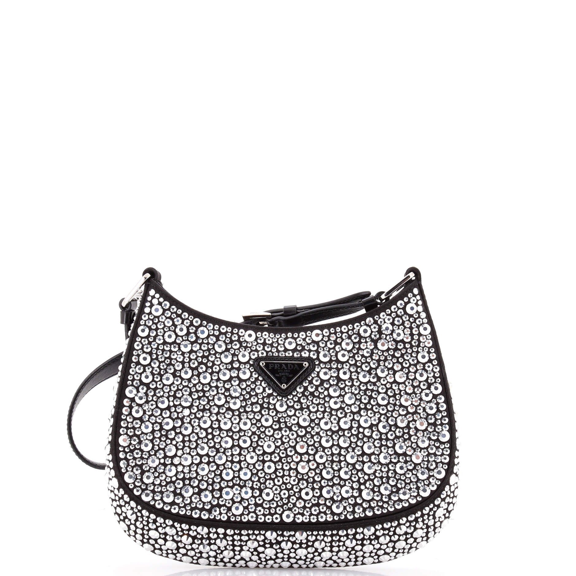 Cleo Shoulder Bag Crystal Embellished Satin Small