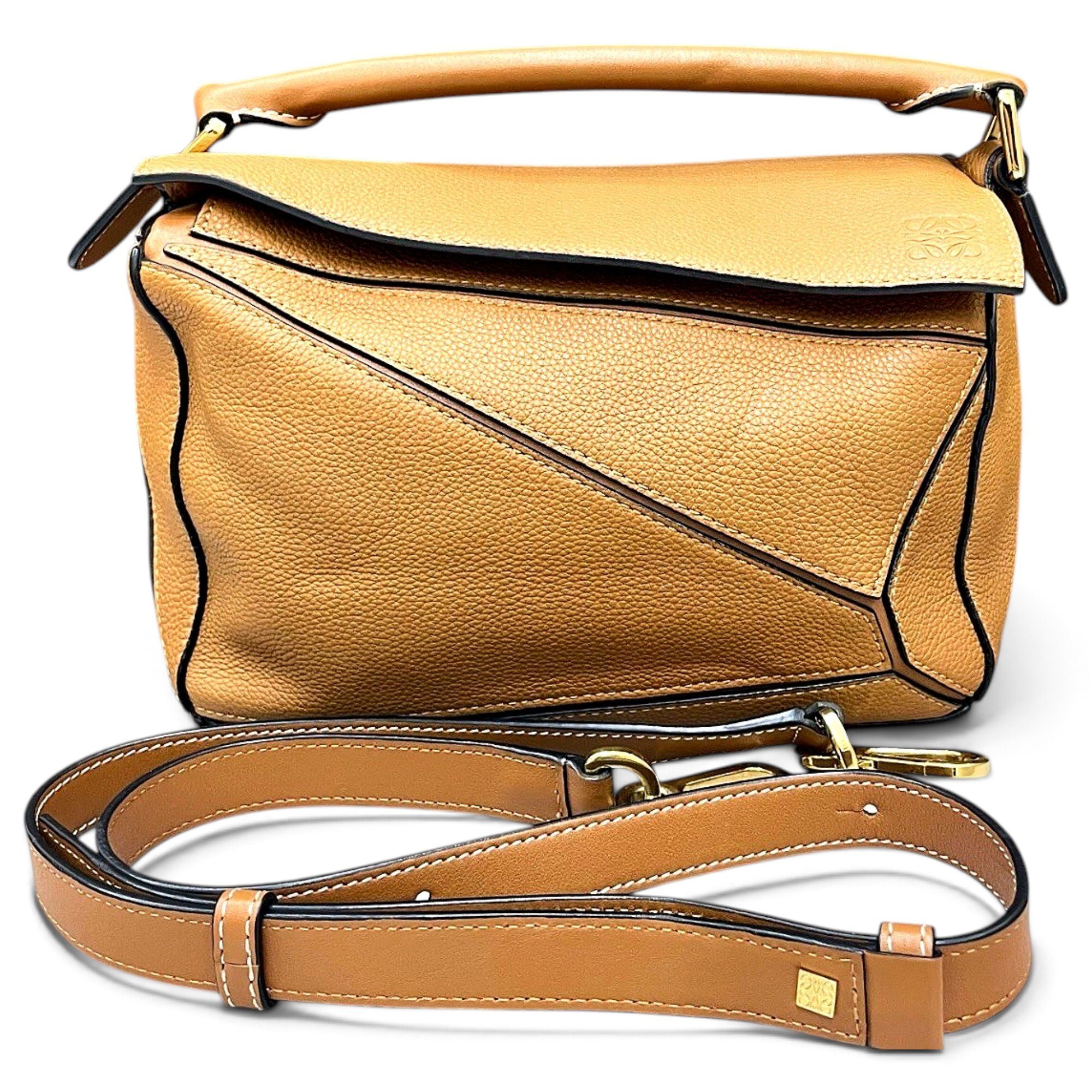Puzzle leather handbag