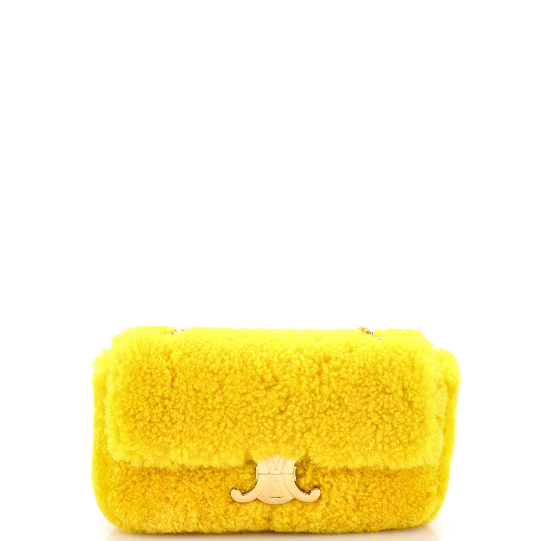 Triomphe Chain Shoulder Bag Shearling Small