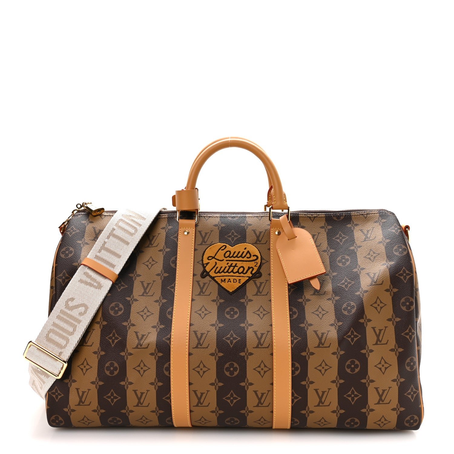 Louis Vuitton X NIGO Reverse Monogram Stripe Keepall Bandouliere 50 Brown