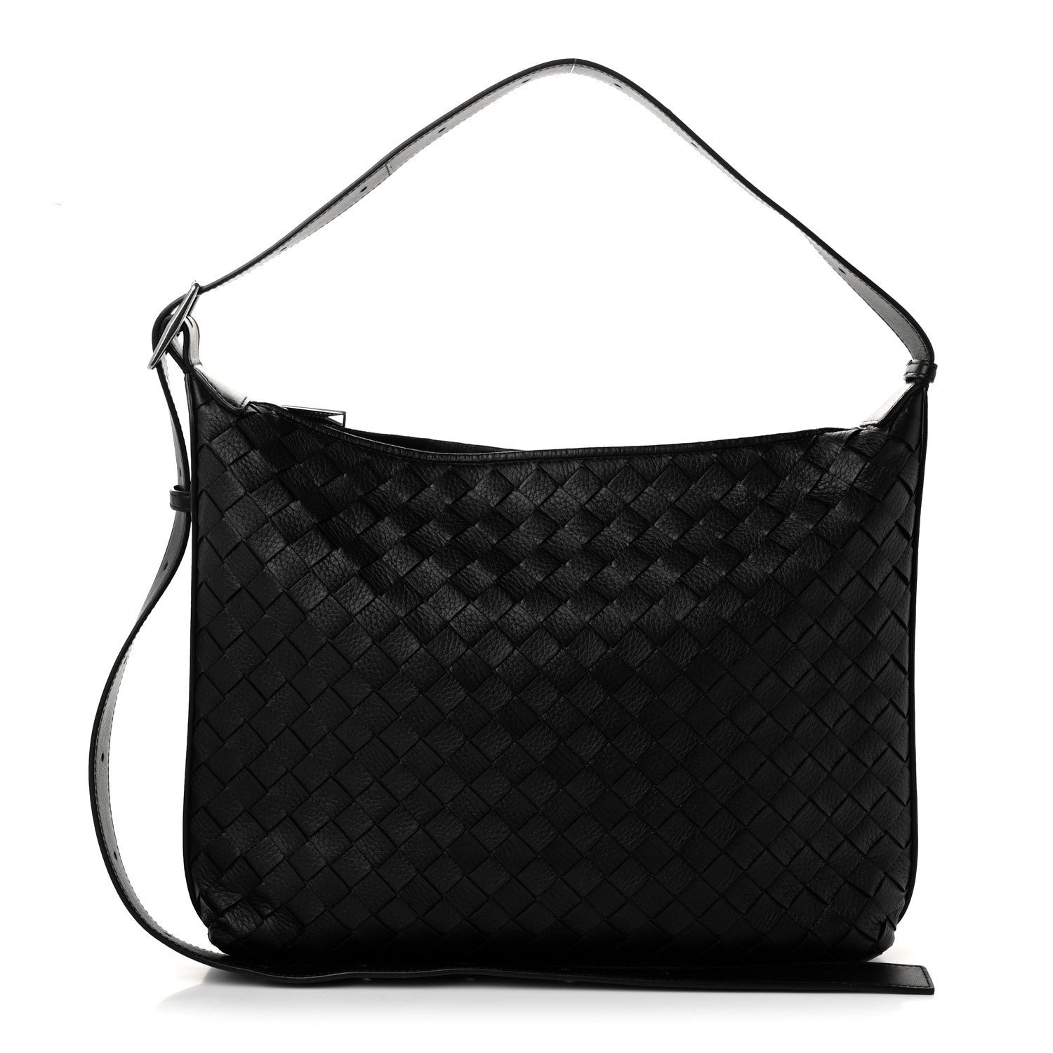 Bottega Veneta Deerskin Intrecciato Small Traveler Hobo Black