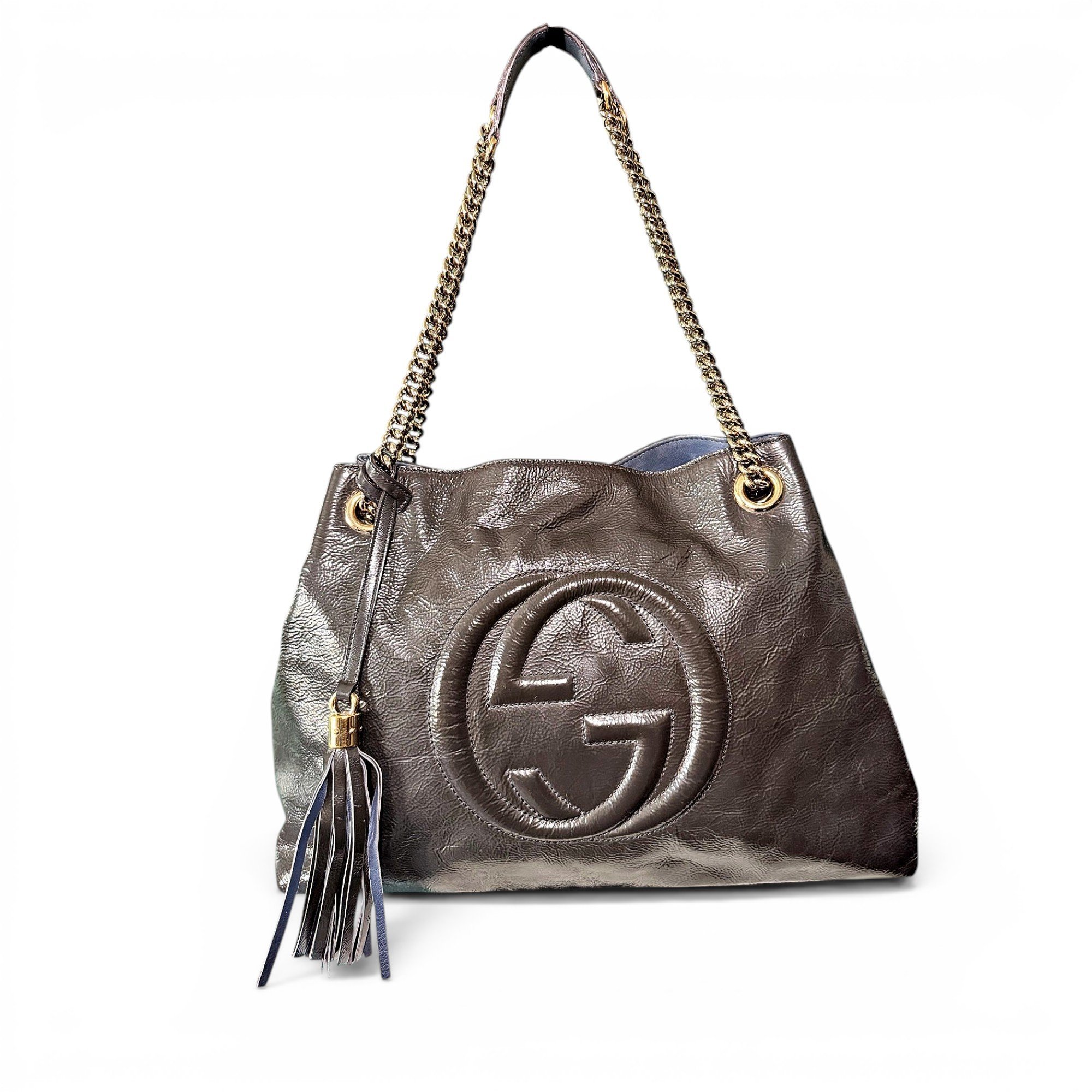 Soho Double Chain patent leather handbag