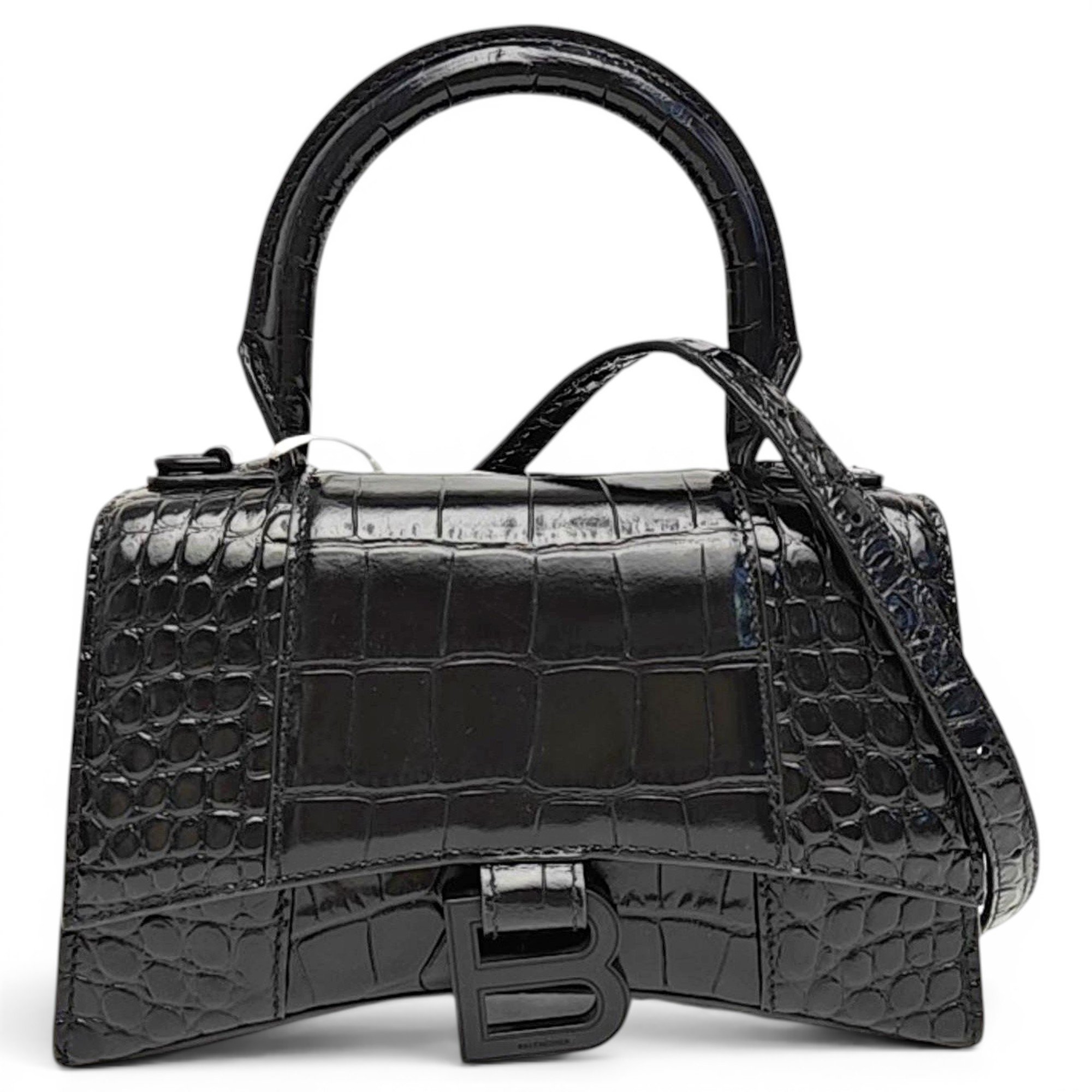 Hourglass leather handbag
