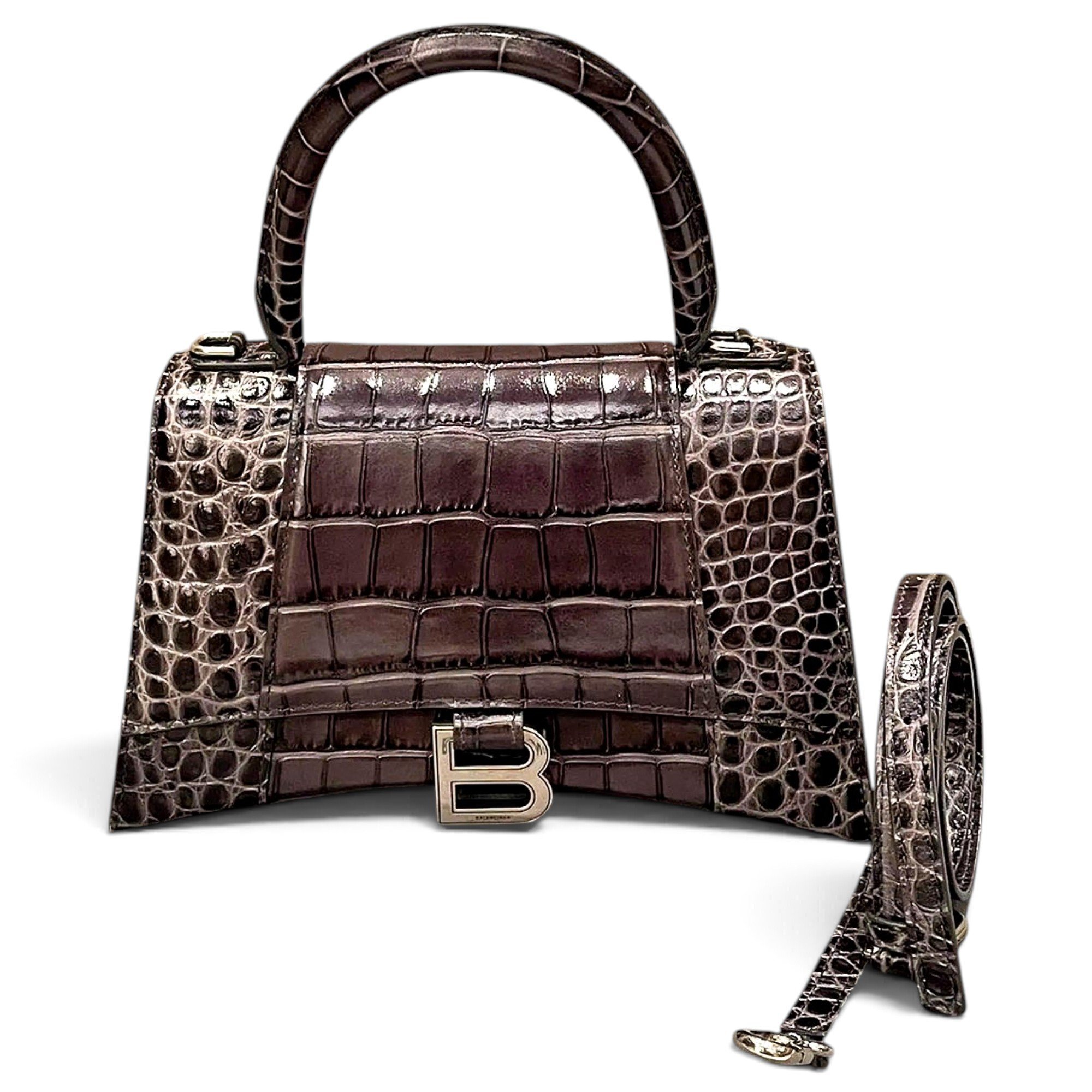 Hourglass leather handbag