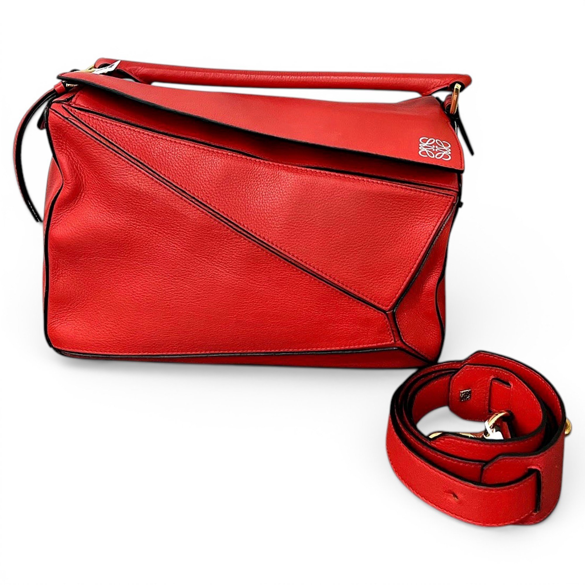 Puzzle leather handbag