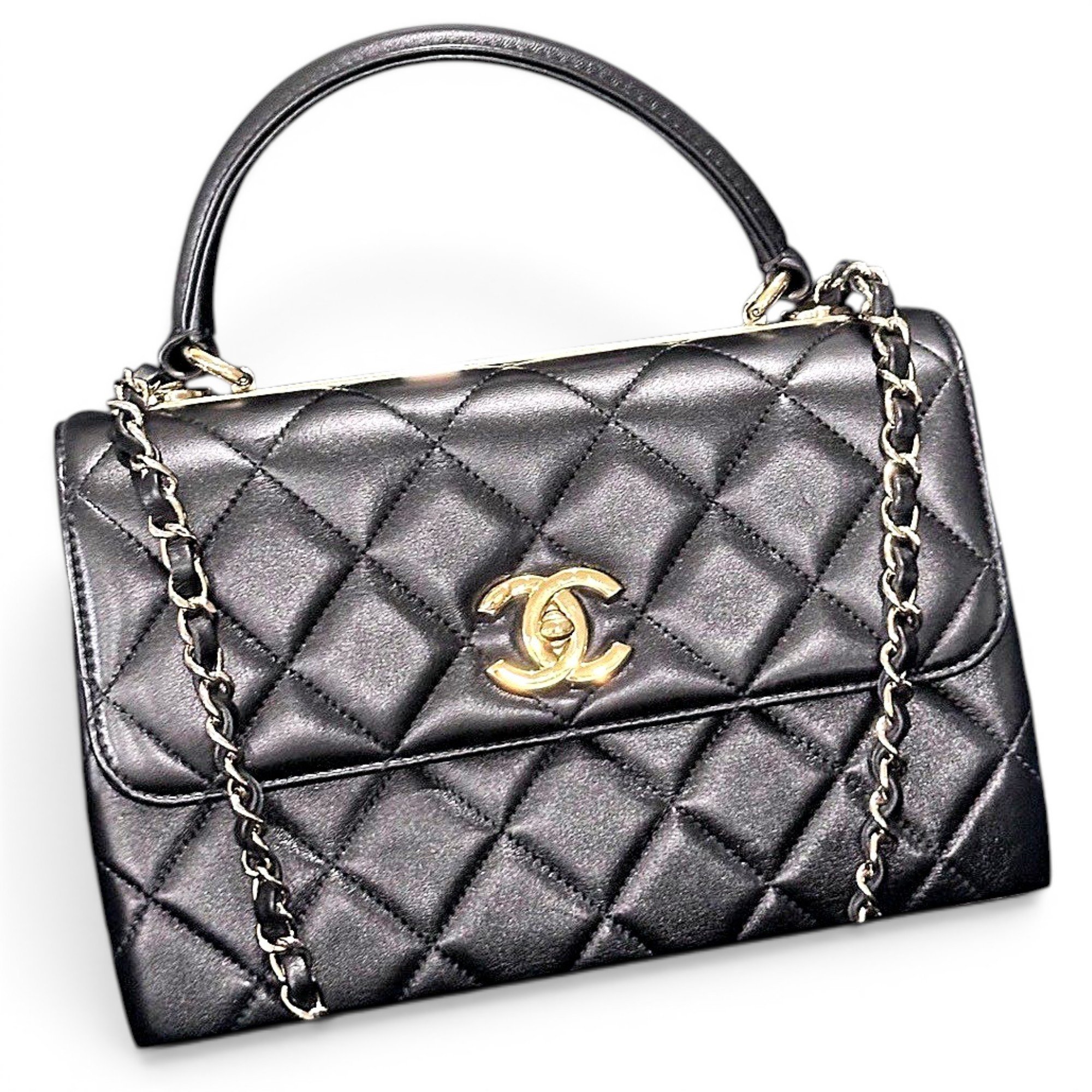 Trendy CC Top Handle leather handbag
