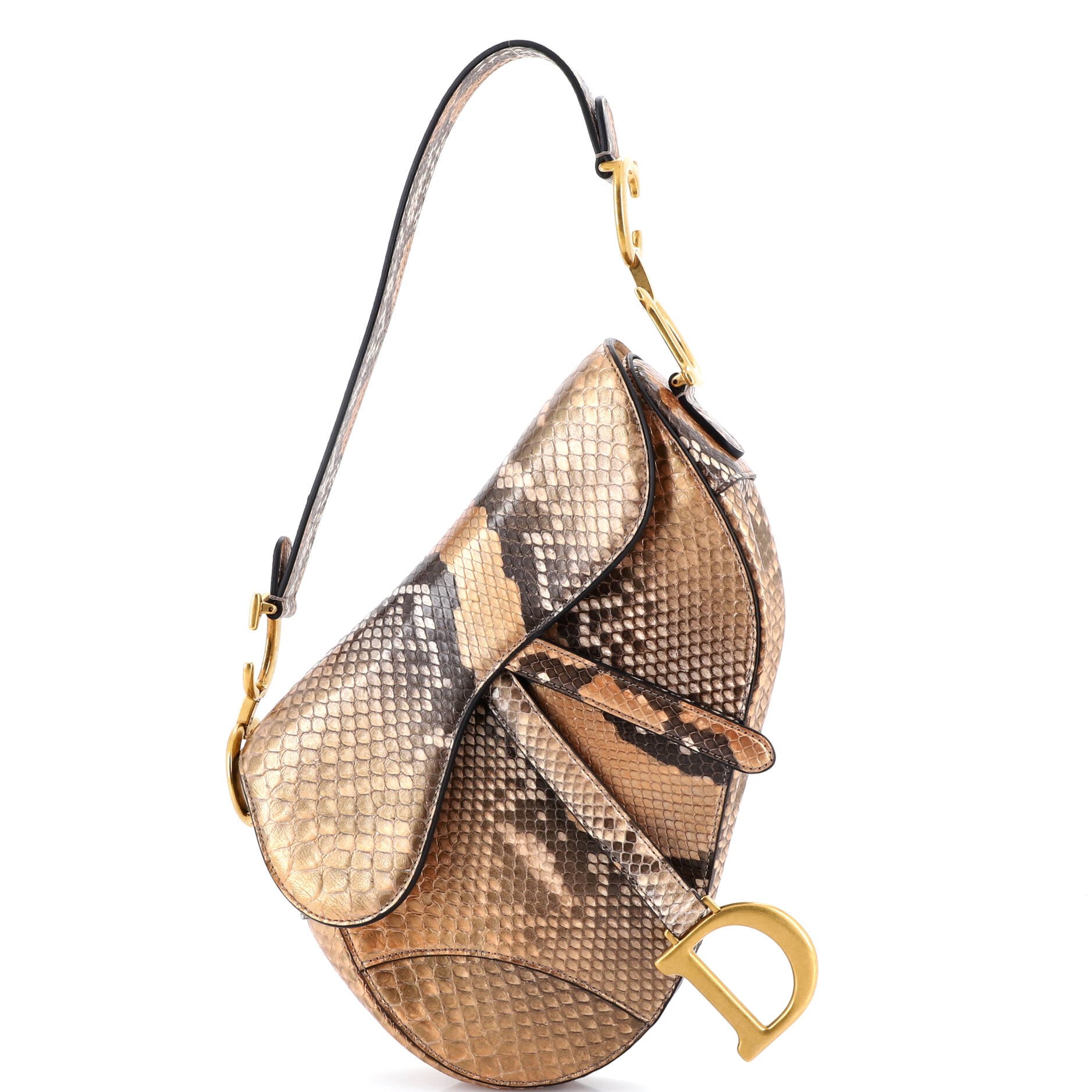 Dior Saddle Handbag Python Medium