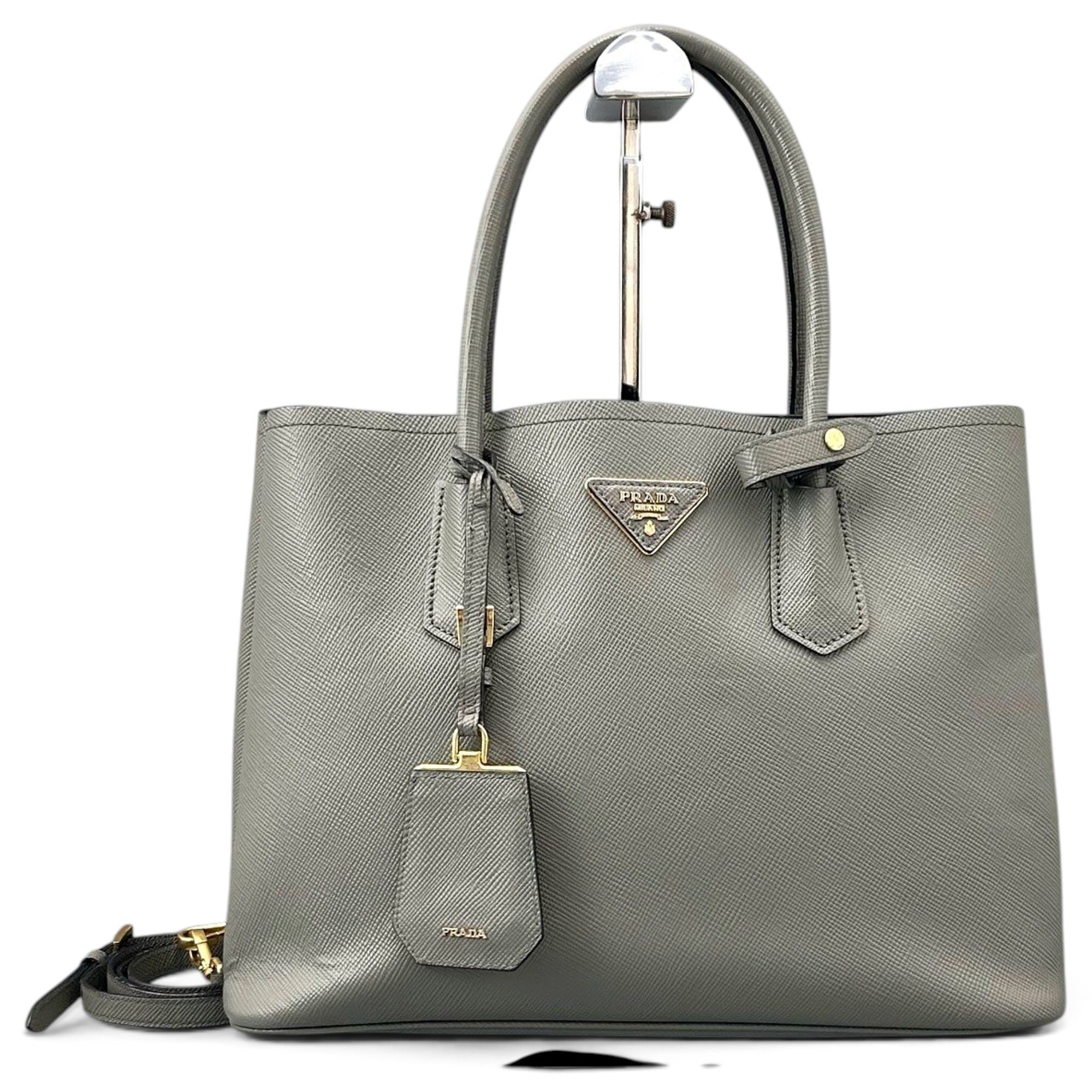 Double leather handbag
