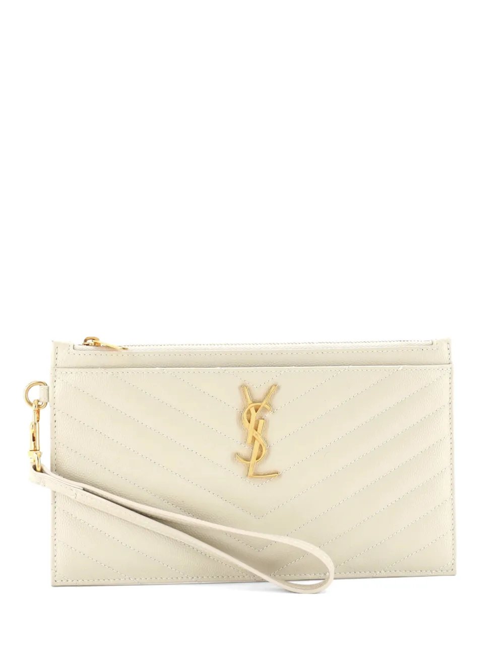 Classic Monogram Wristlet Pouch Matelasse Chevron Leather Small clutch bag