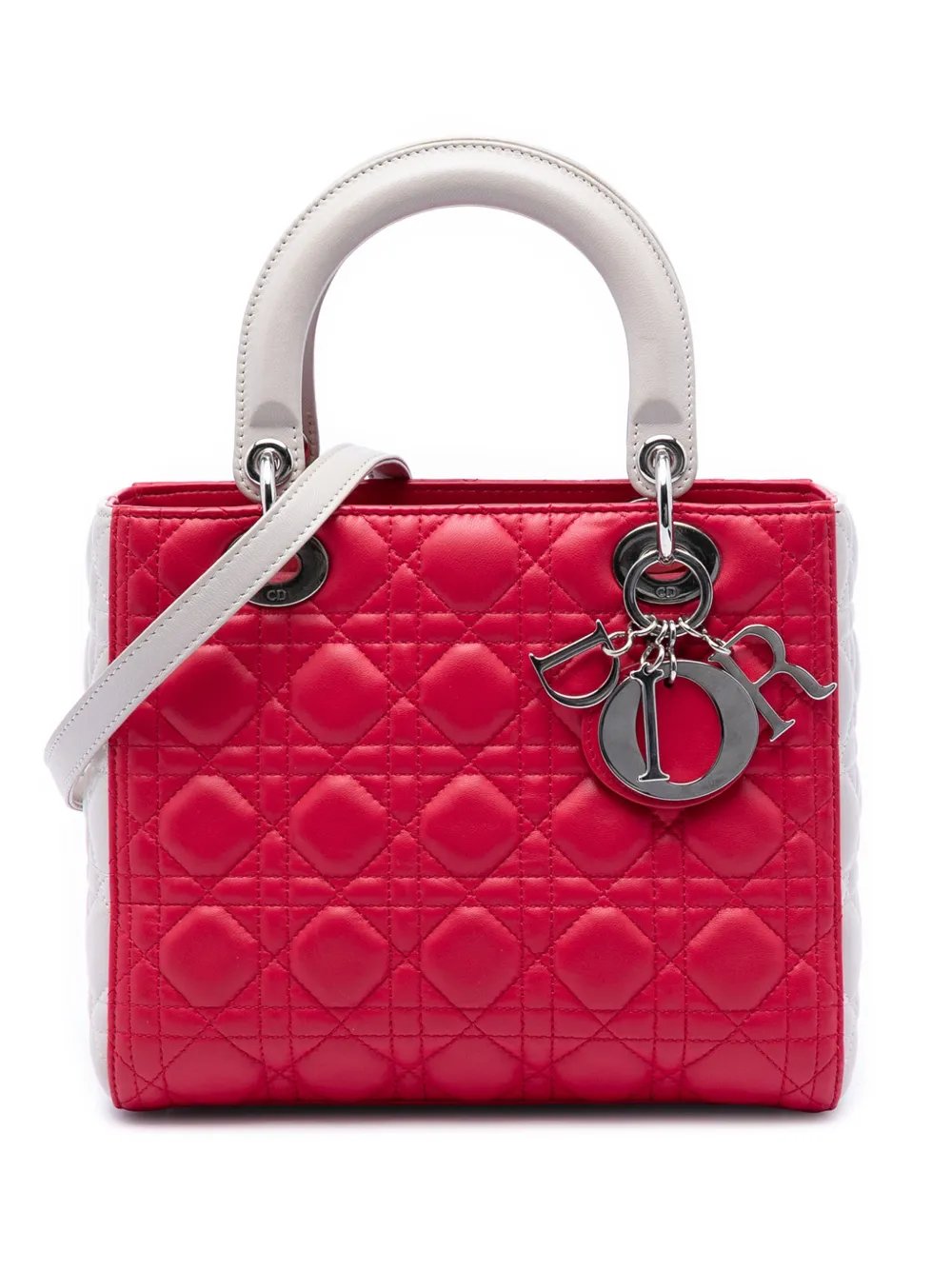 2013 Medium Bicolor Lambskin Cannage Lady Dior satchel