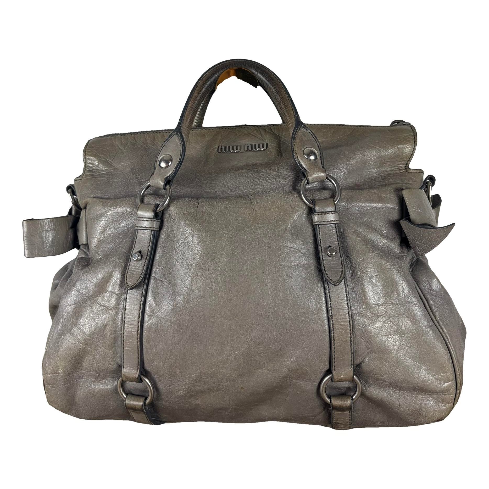 Bow bag leather handbag