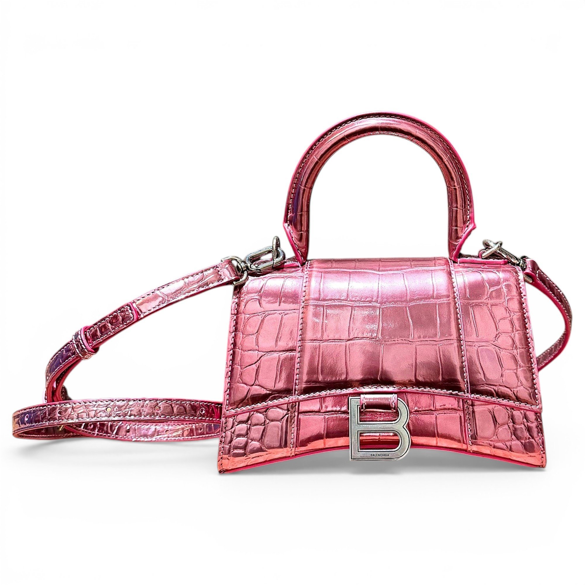 Hourglass leather handbag