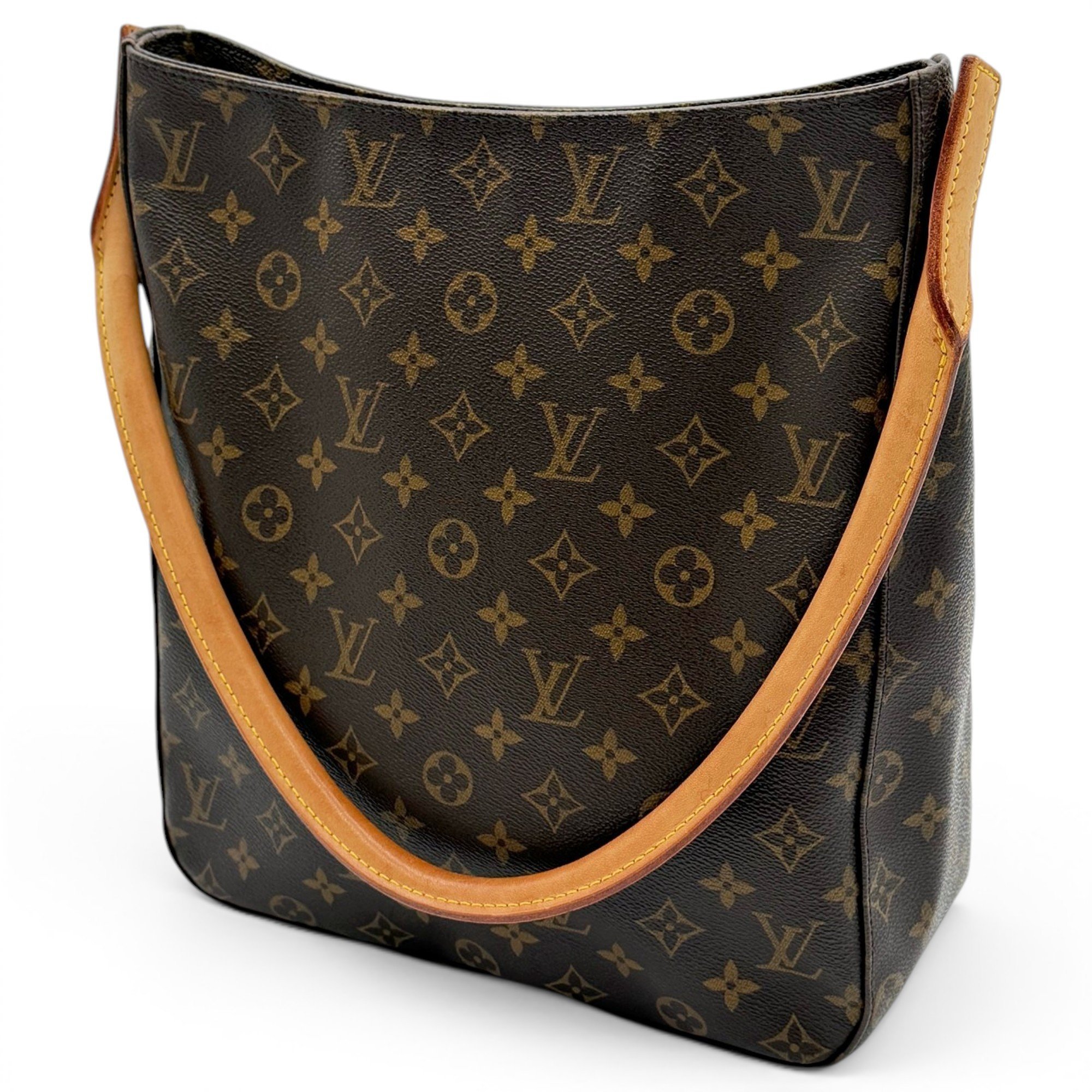 Looping leather handbag