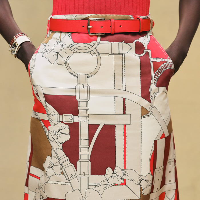 Beige Amande "Grand Manege" Straight Skirt