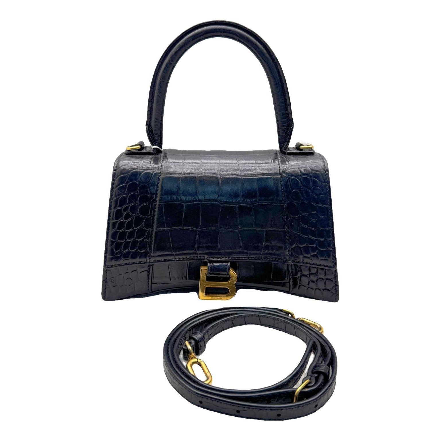 Hourglass leather handbag