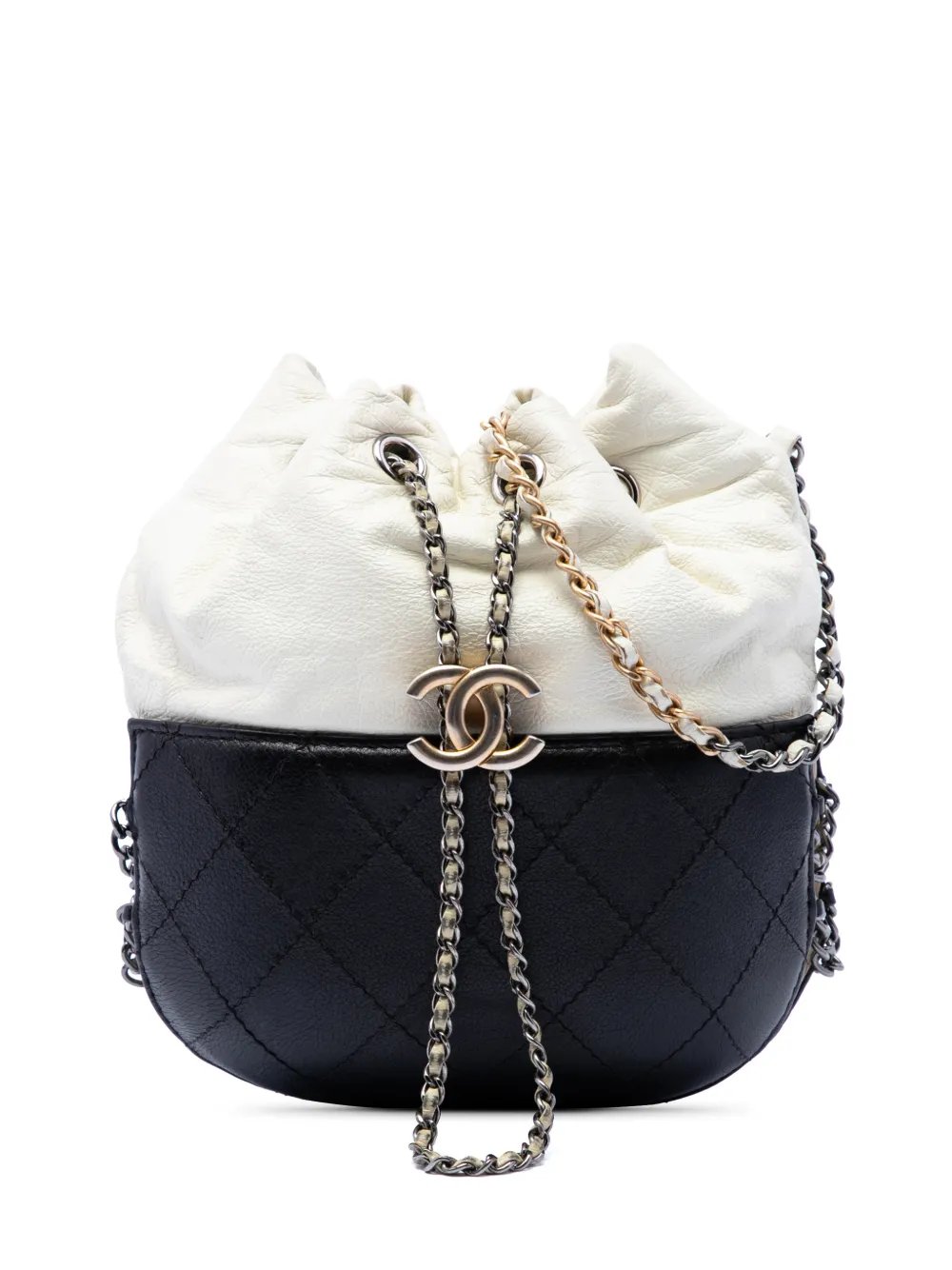 2017-2018 Small Bicolor Quilted Calfskin Gabrielle bucket bag