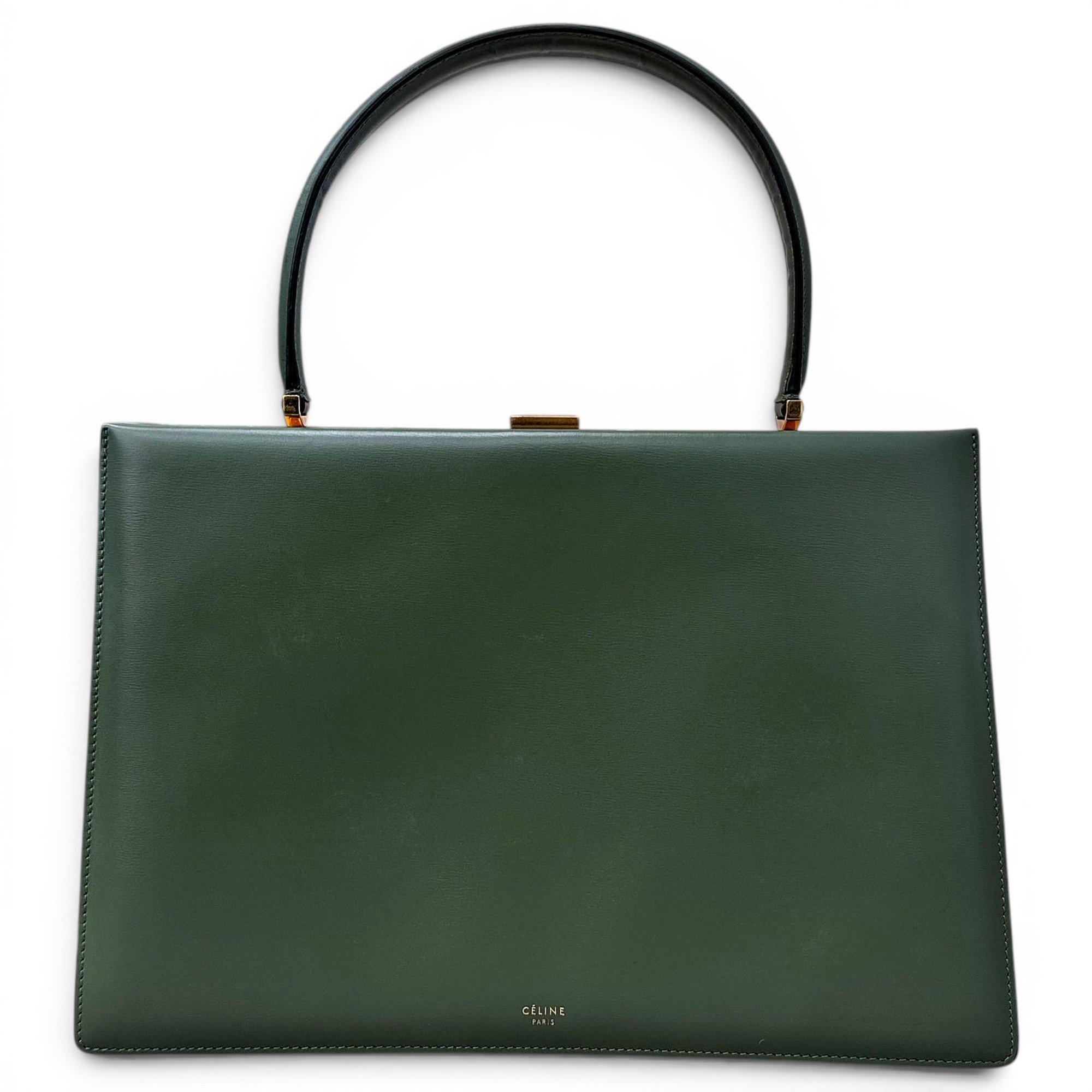 Clasp leather handbag