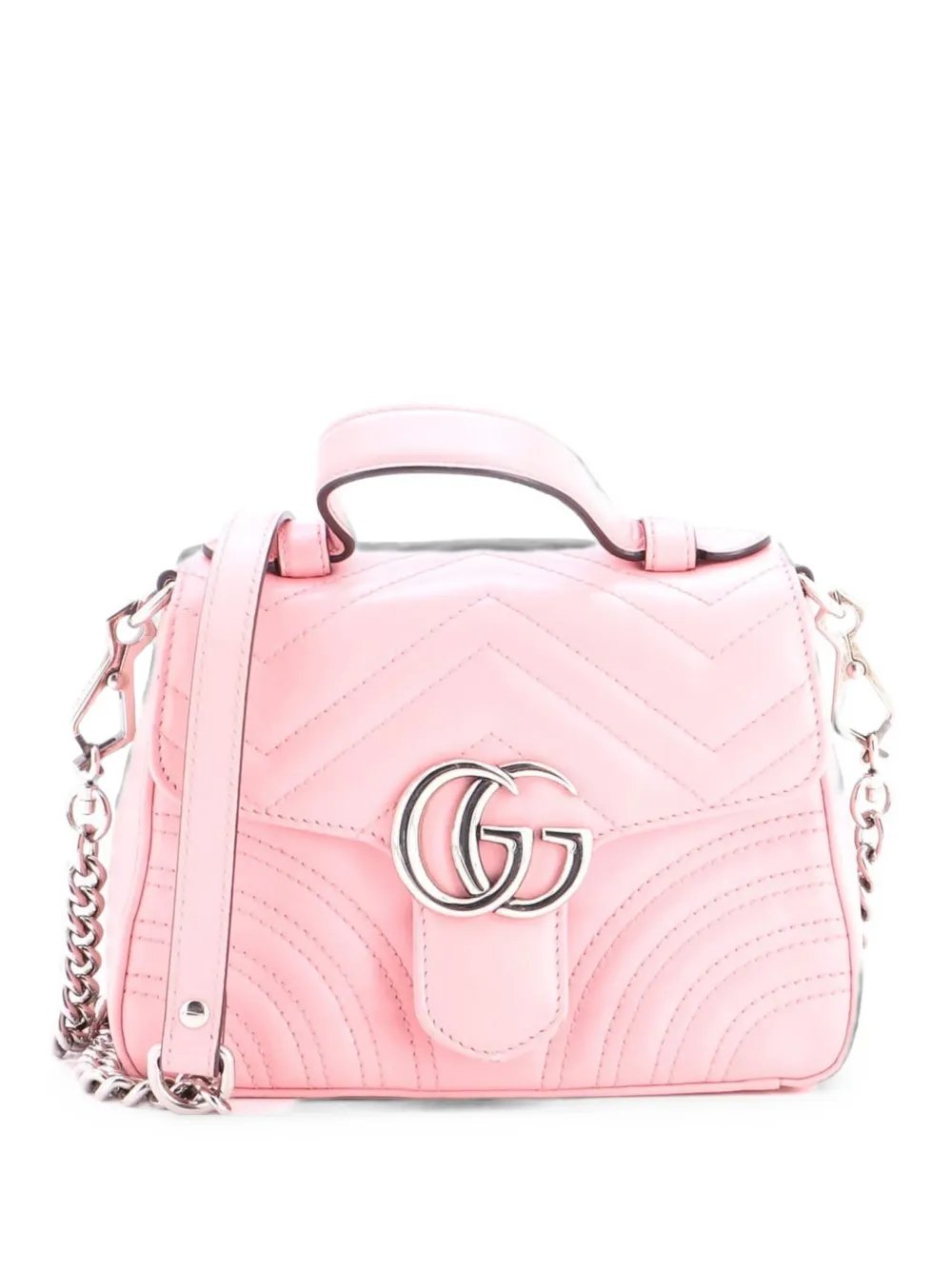 GG Marmont Top Handle Flap Bag Matelasse Leather Mini satchel