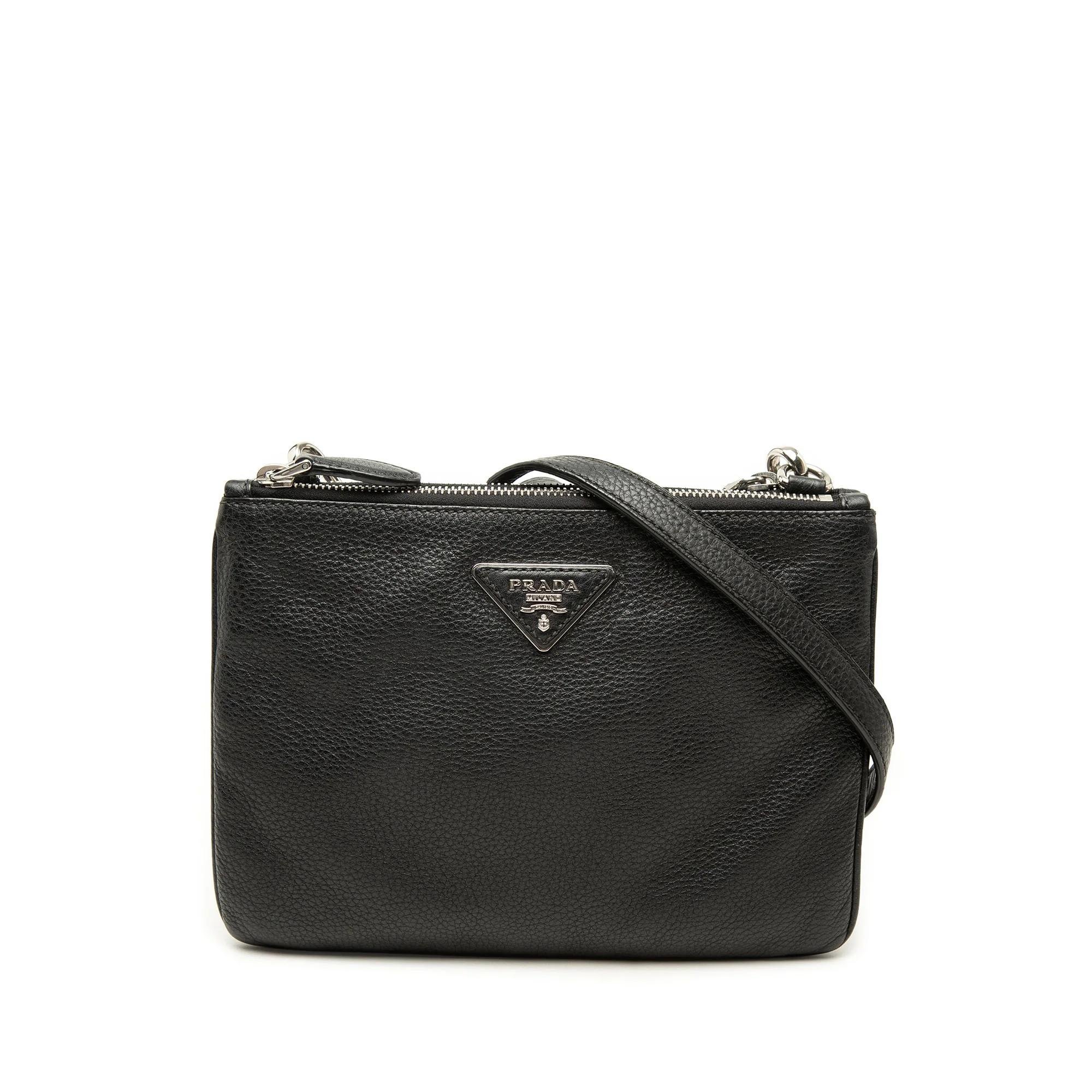 Double leather crossbody bag