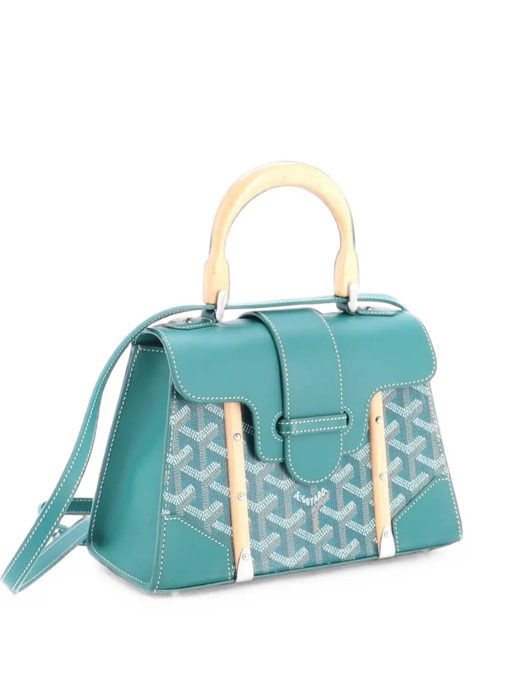 Structured Saigon Top Handle Bag Coated Canvas with Leather Mini satchel