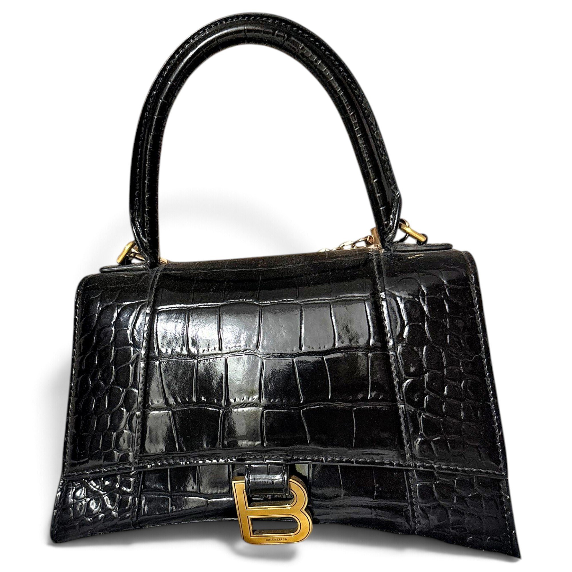 Hourglass leather handbag