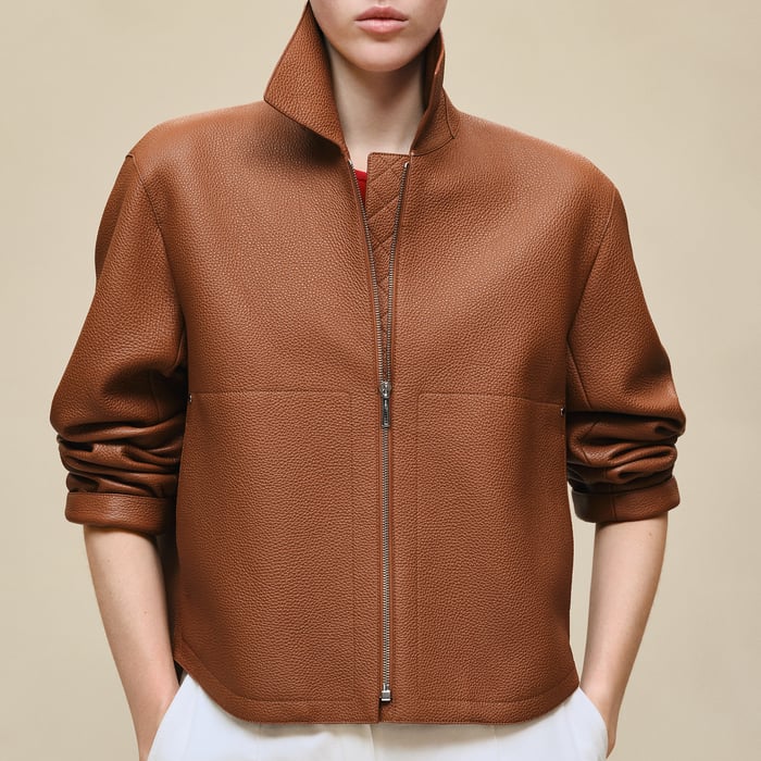 Marron Fauve Washed Deerskin Jacket