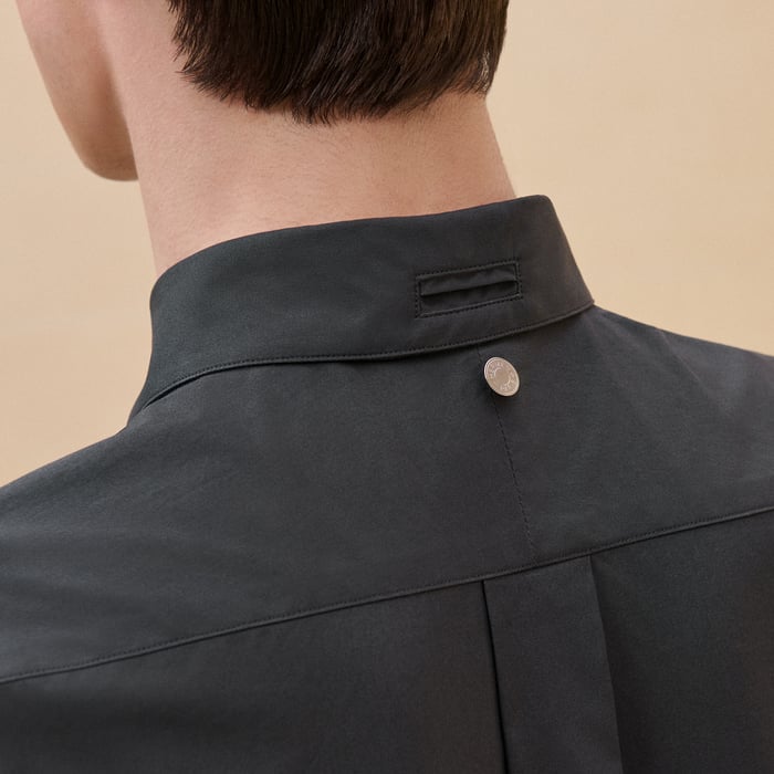 Anthracite Sporty Fit Shirt With Leather Detail