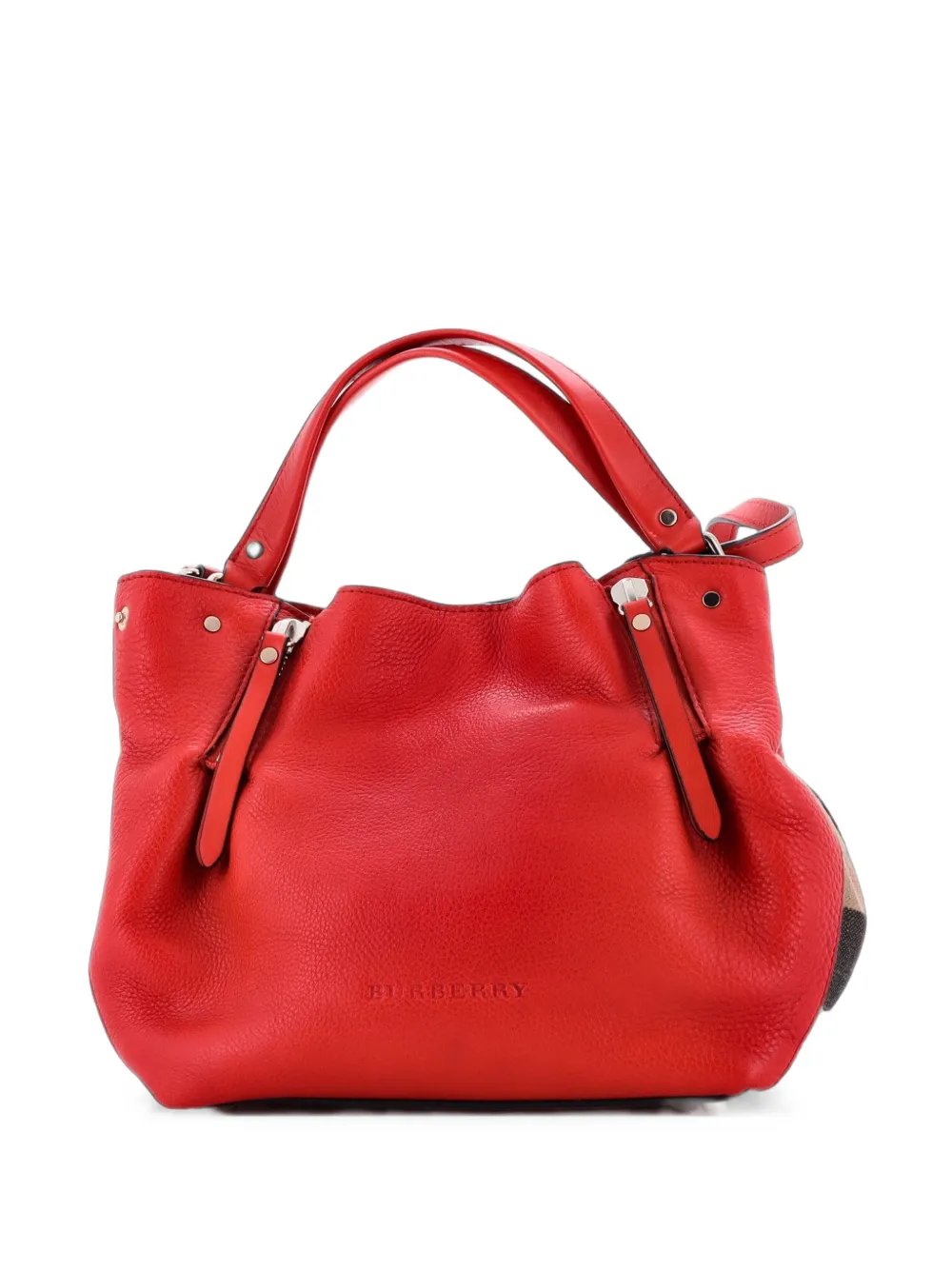 Maidstone Leather and House Check Canvas Medium tote bag