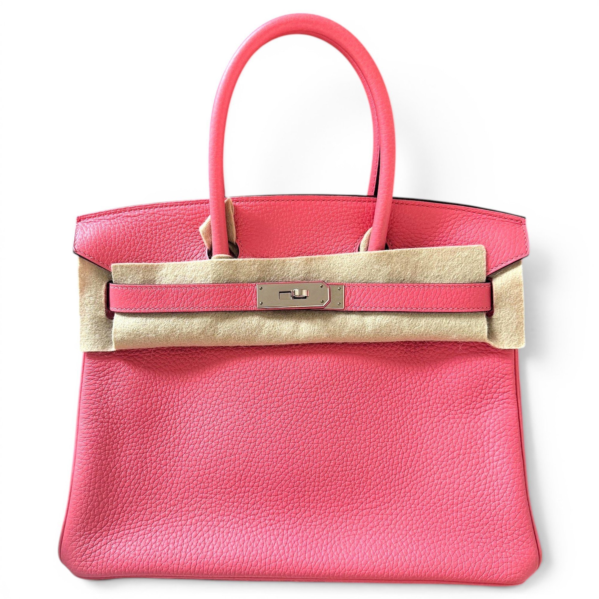 Hermes Birkin 30 Handbag Rose Azalee Clemence Leather