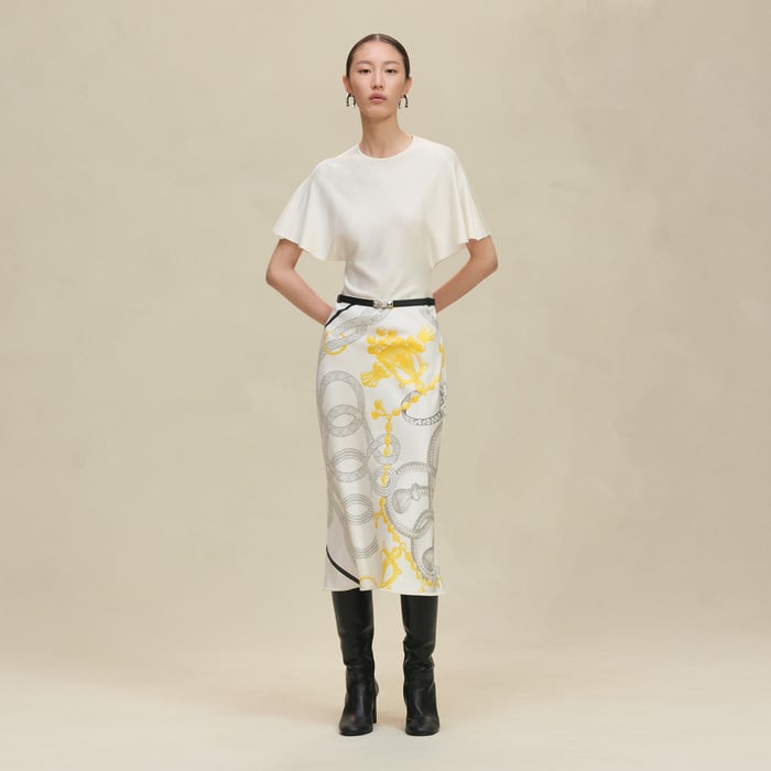 Blanc Nacre "Palefroi Remix" Short-sleeve Twillaine Long Dress